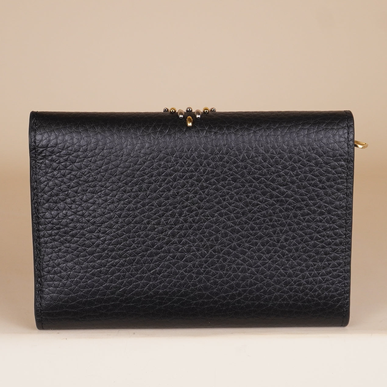 PRE-OWNED LV Capucine Compact Tri-Fold Wallet Black Leather