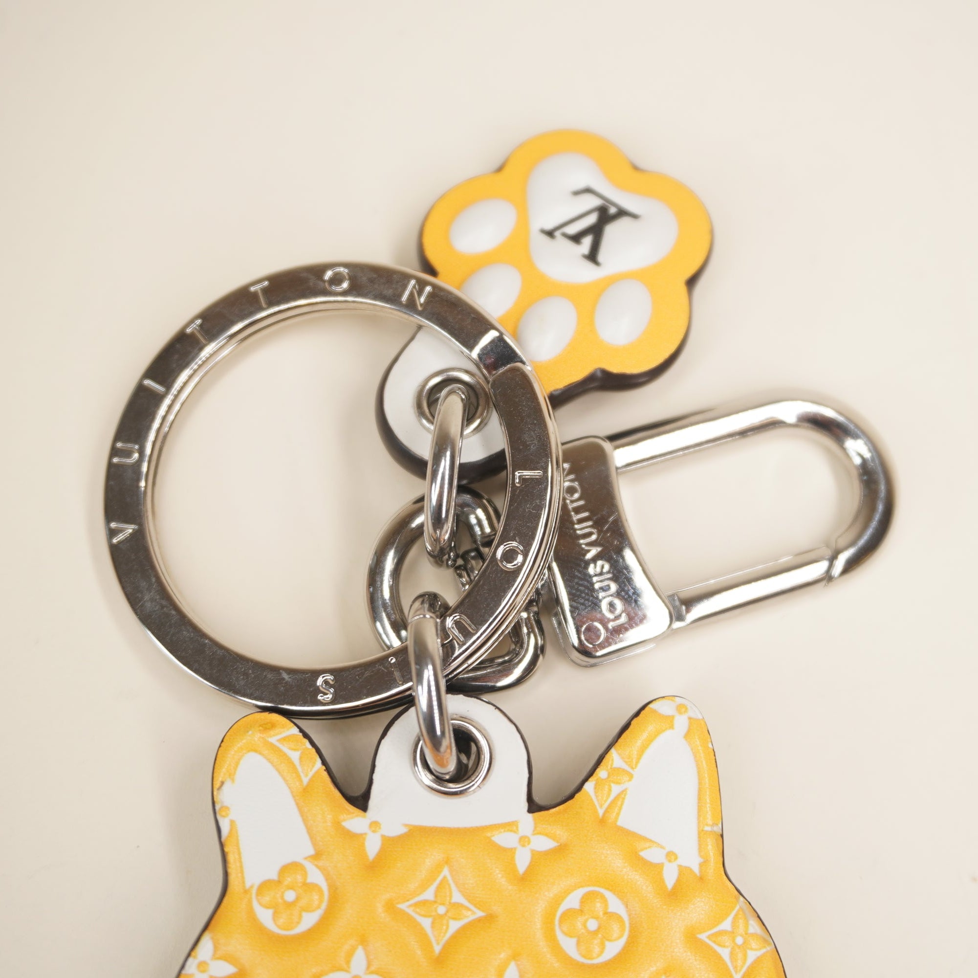 PRE-OWNED LV Monogram Shiba Bag Charm Key Holder 