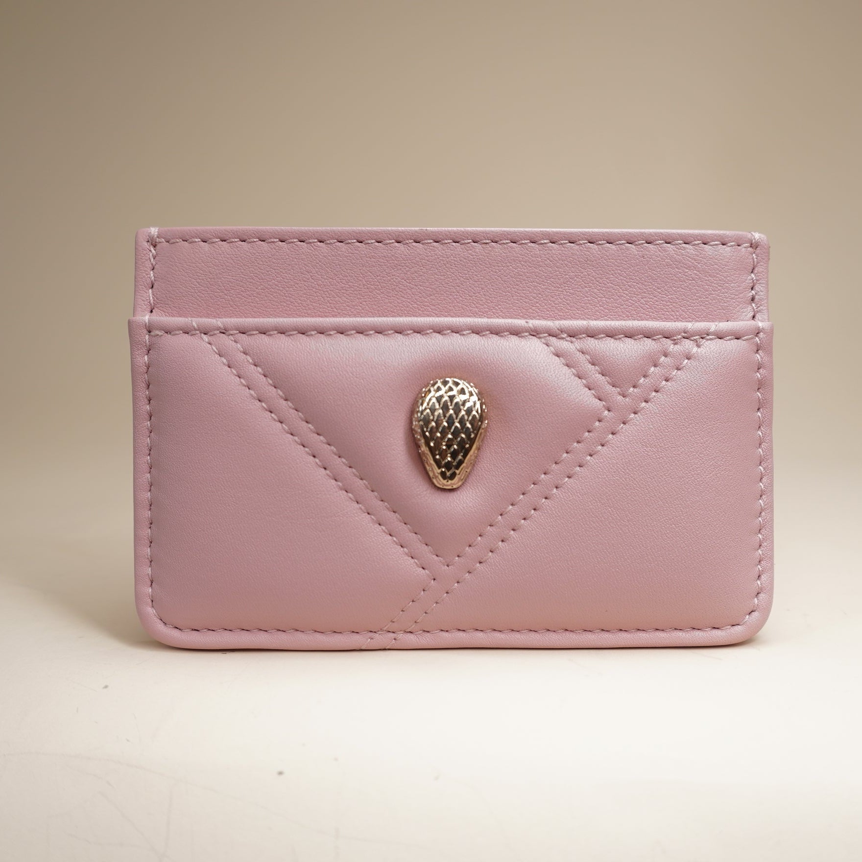 PRE-OWNED Pink Cabochon Leather Card Case