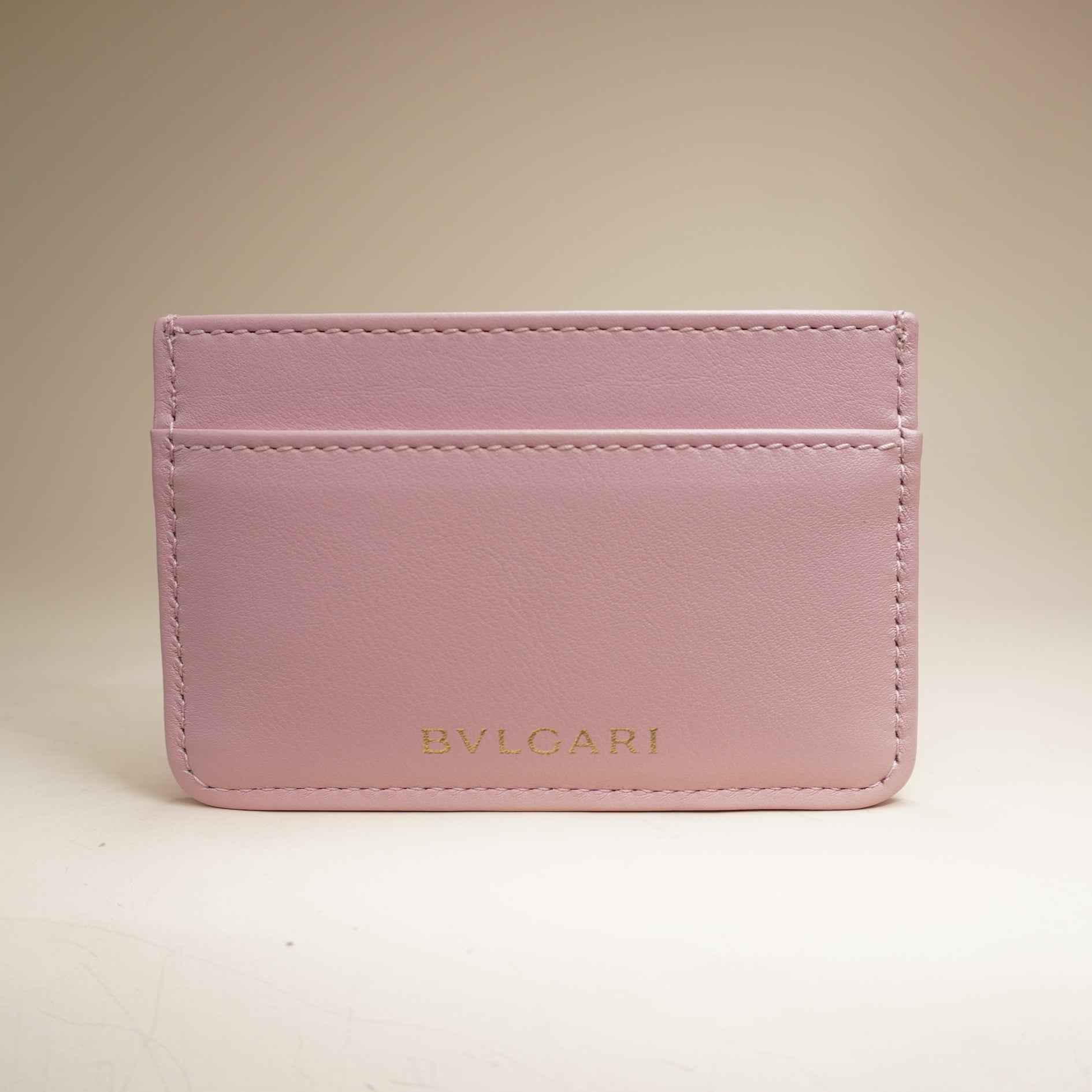 PRE-OWNED Pink Cabochon Leather Card Case