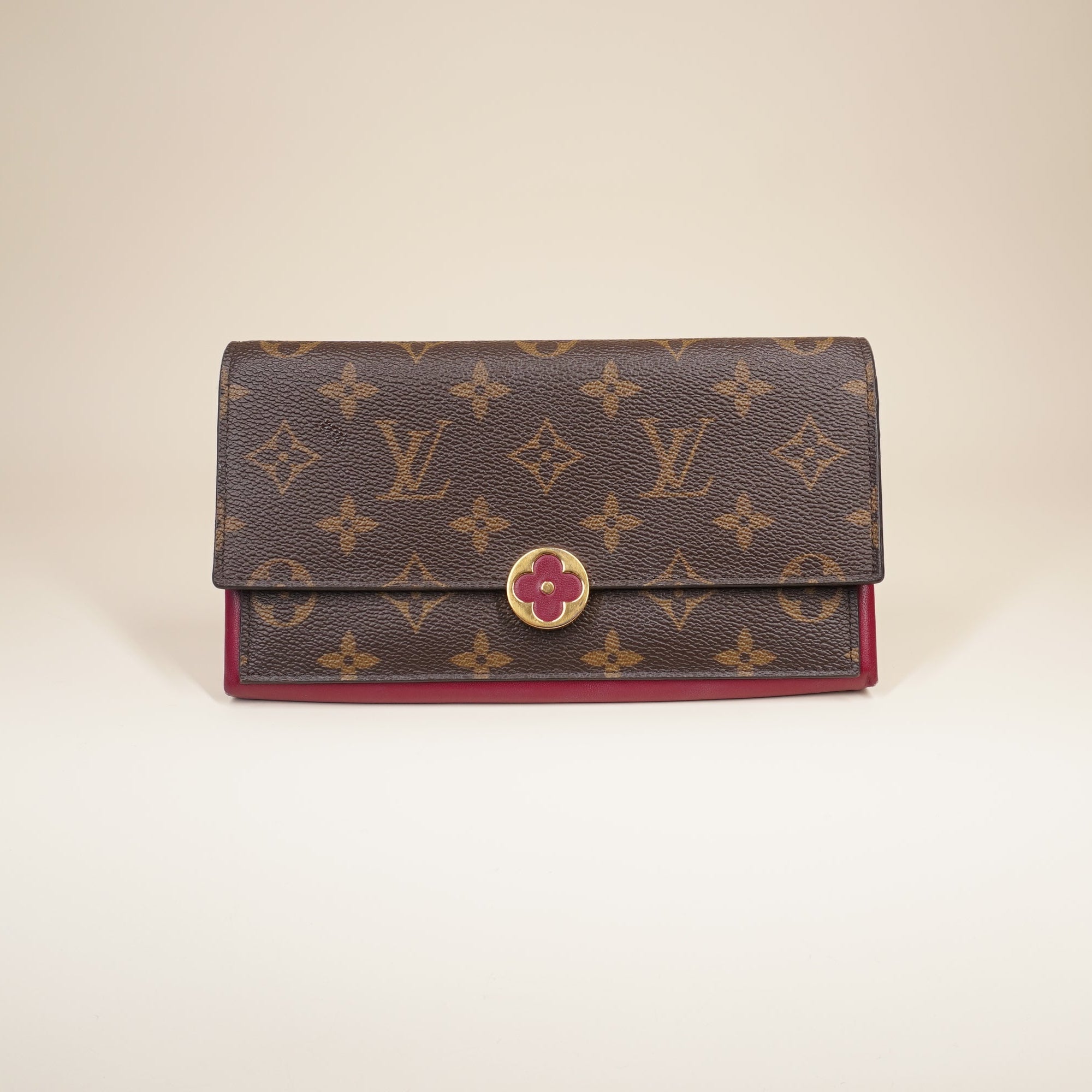 PRE-OWNED LV Monogram Canvas Flore Wallet