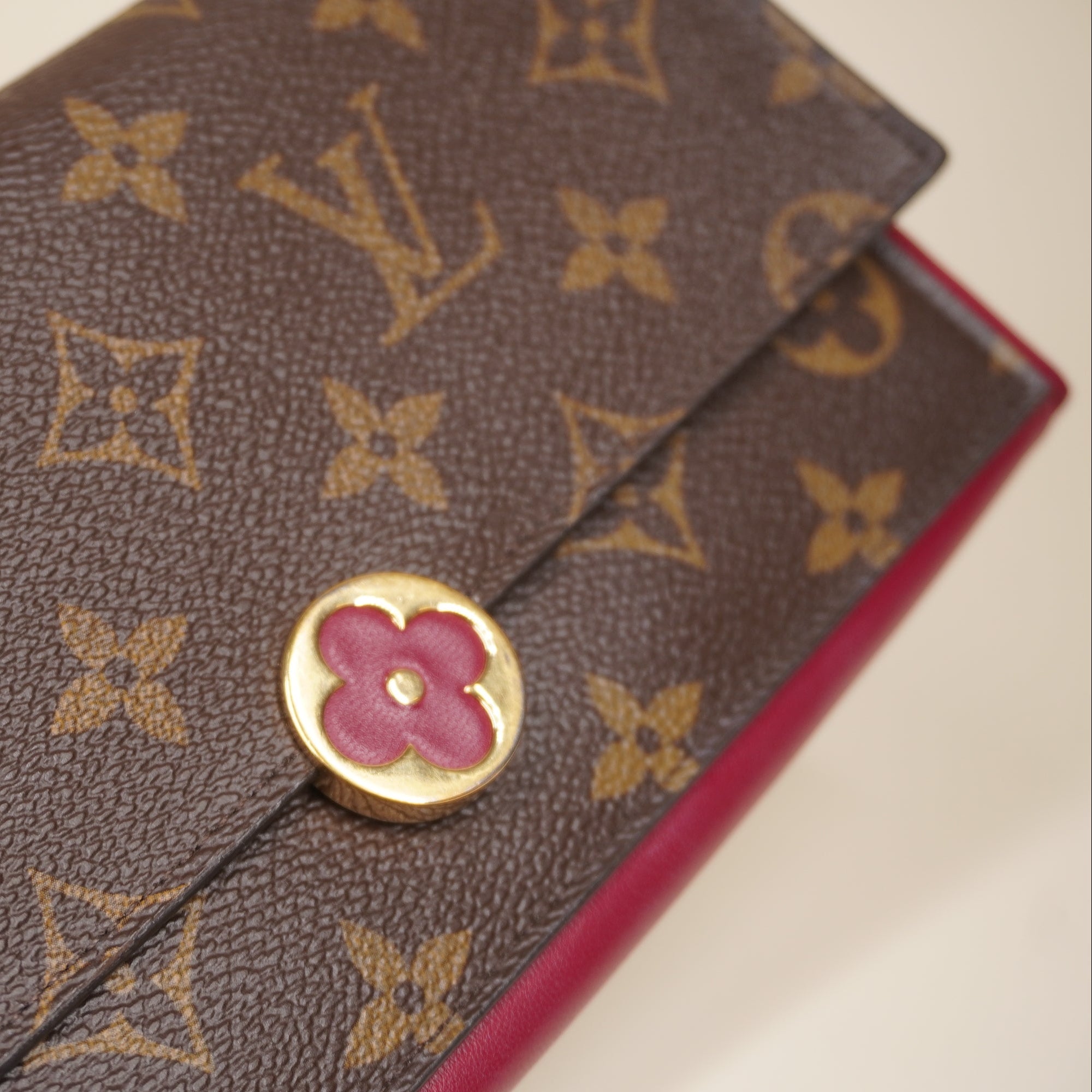 PRE-OWNED LV Monogram Canvas Flore Wallet