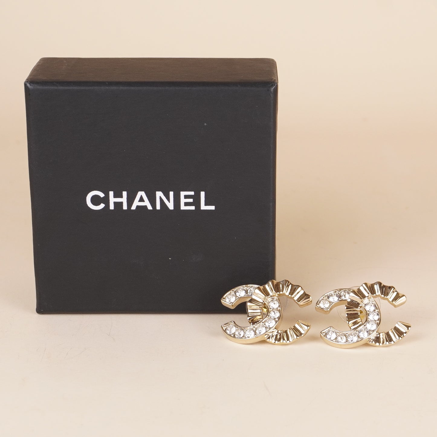 PRE-OWNED CC Metal Stud Earrings Women's