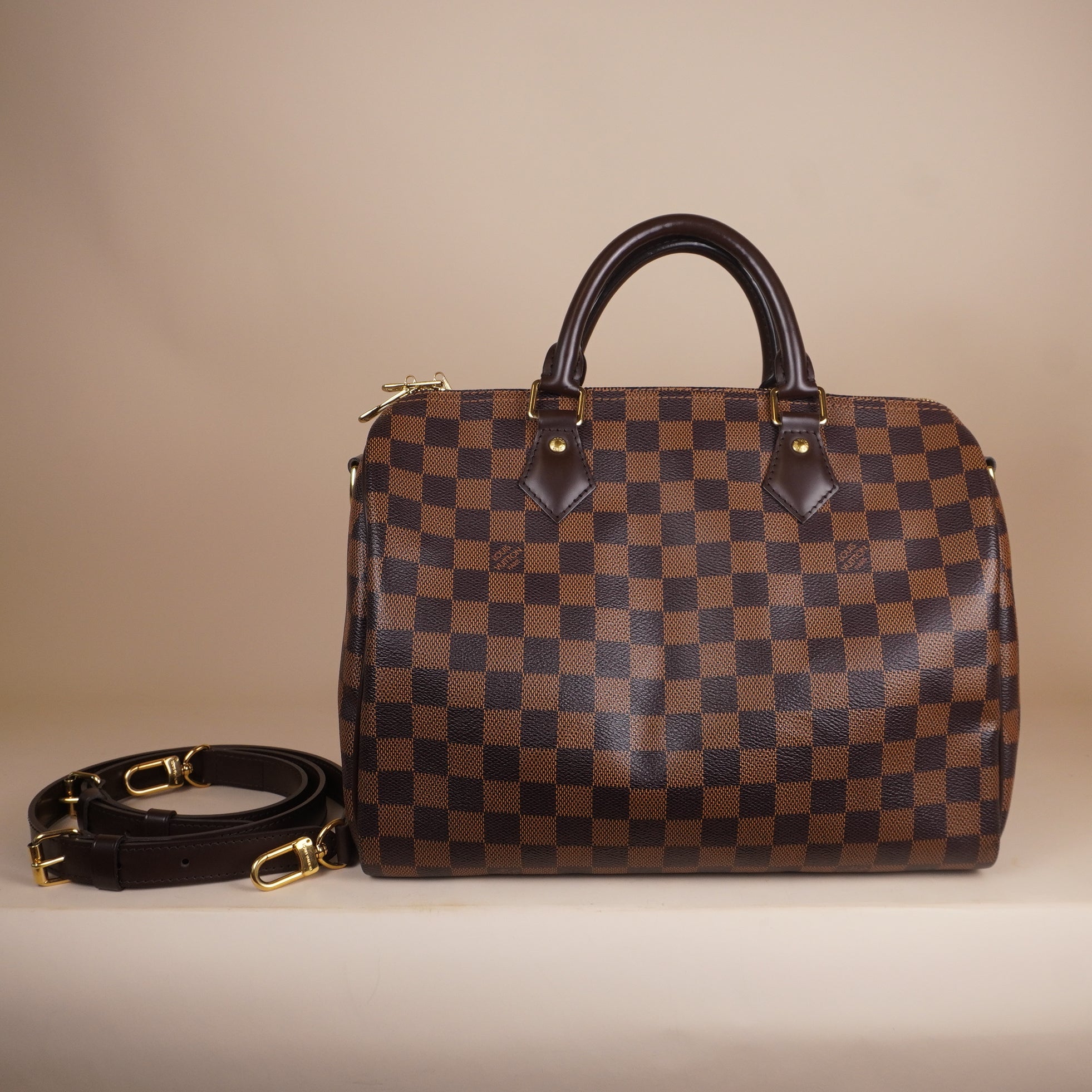 PRE-OWNED LV Damier Ebene Speedy Bandouliere 30