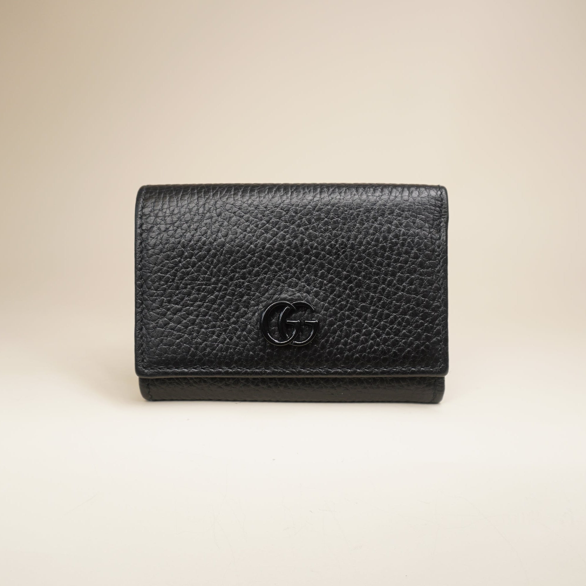 PRE-OWNED Marmont Black GG Lined Trifold Wallet