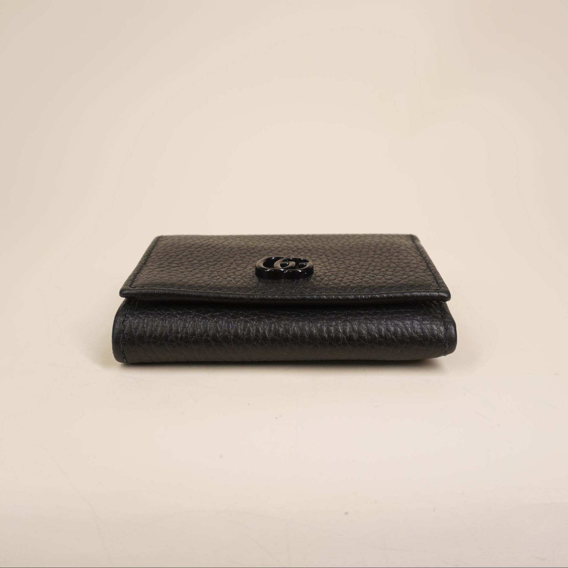 PRE-OWNED Marmont Black GG Lined Trifold Wallet