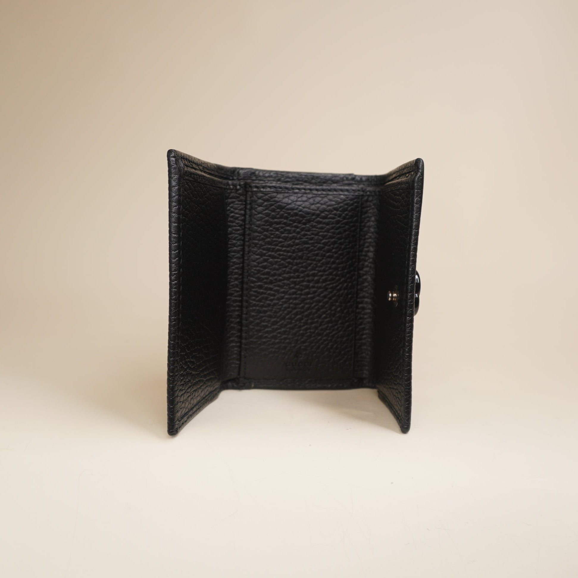 PRE-OWNED Marmont Black GG Lined Trifold Wallet