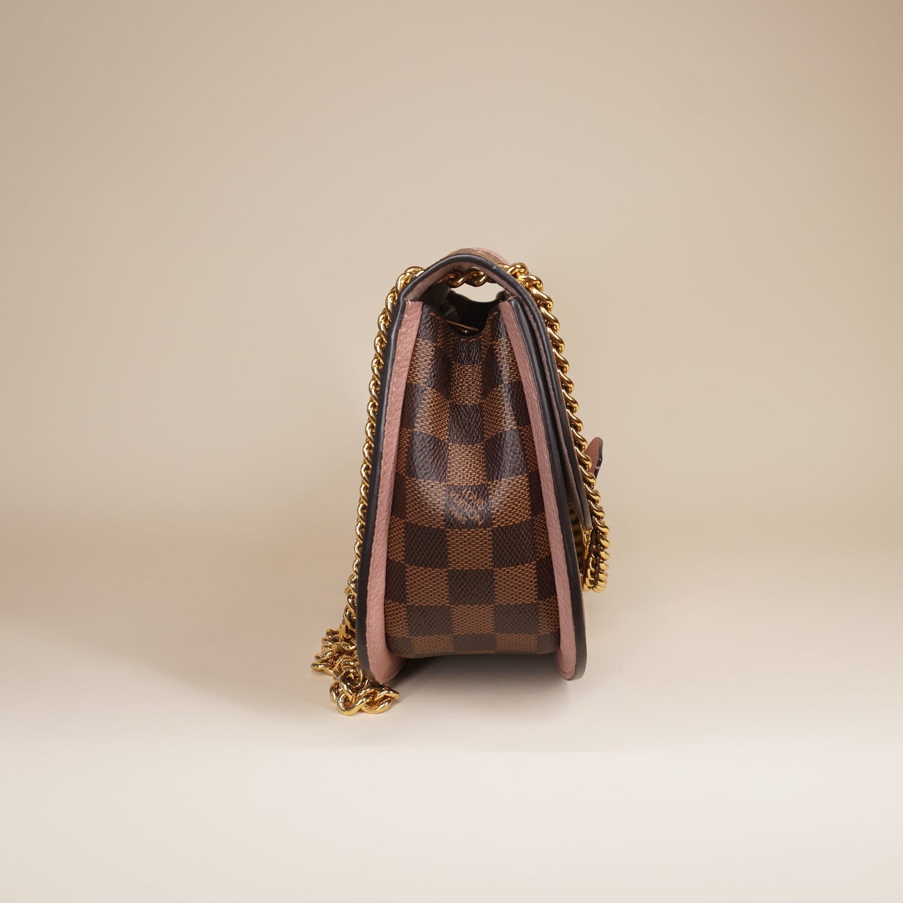 PRE-OWNED LV Damier Ebene Cuir Taurillon Wight Magnolia Shoulder Bag