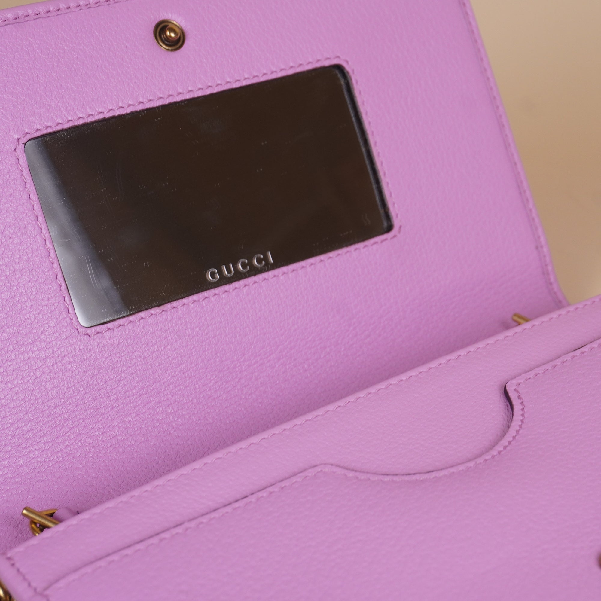PRE-OWNED GG Pink Leather Marquise Crystal Marmont Crossbody Bag