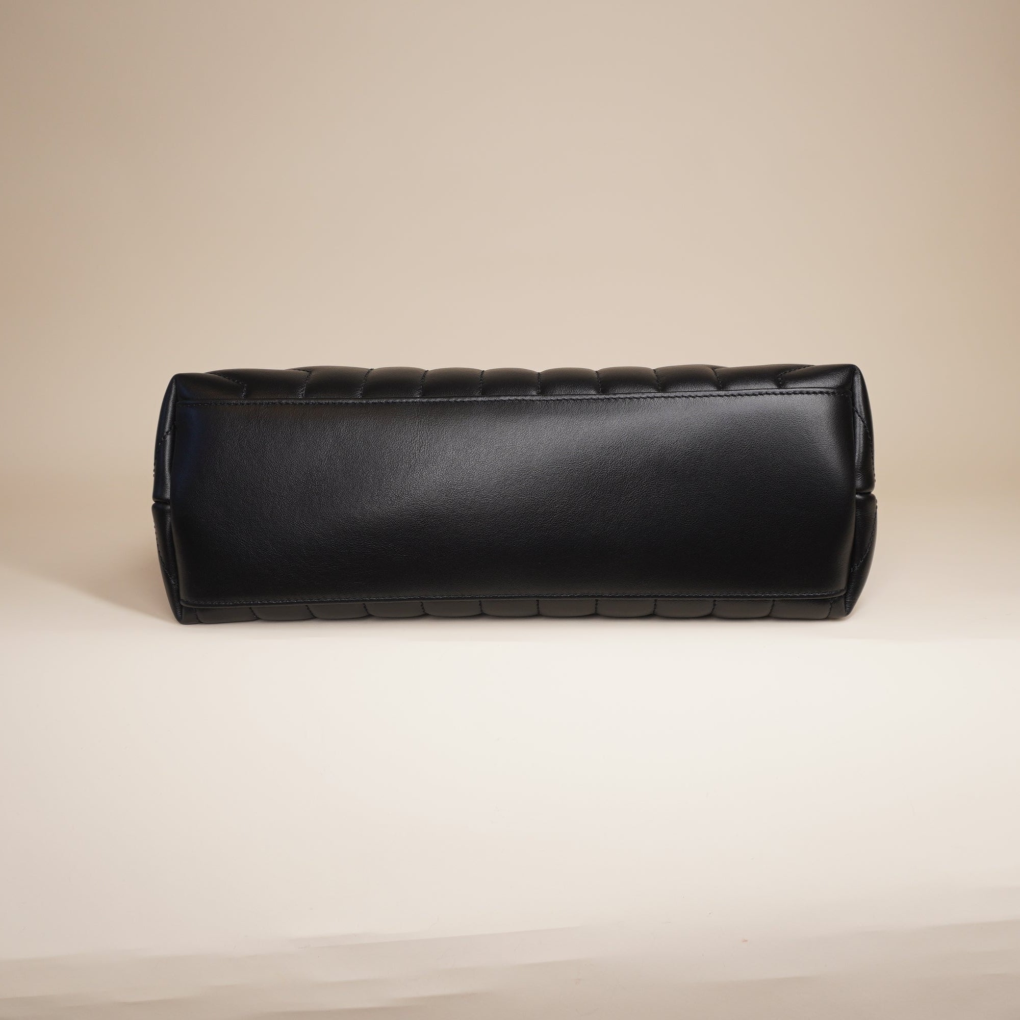 PRE-OWNED Calfskin Y Quilted Monogram Monochrome Medium Loulou Chain Satchel Black