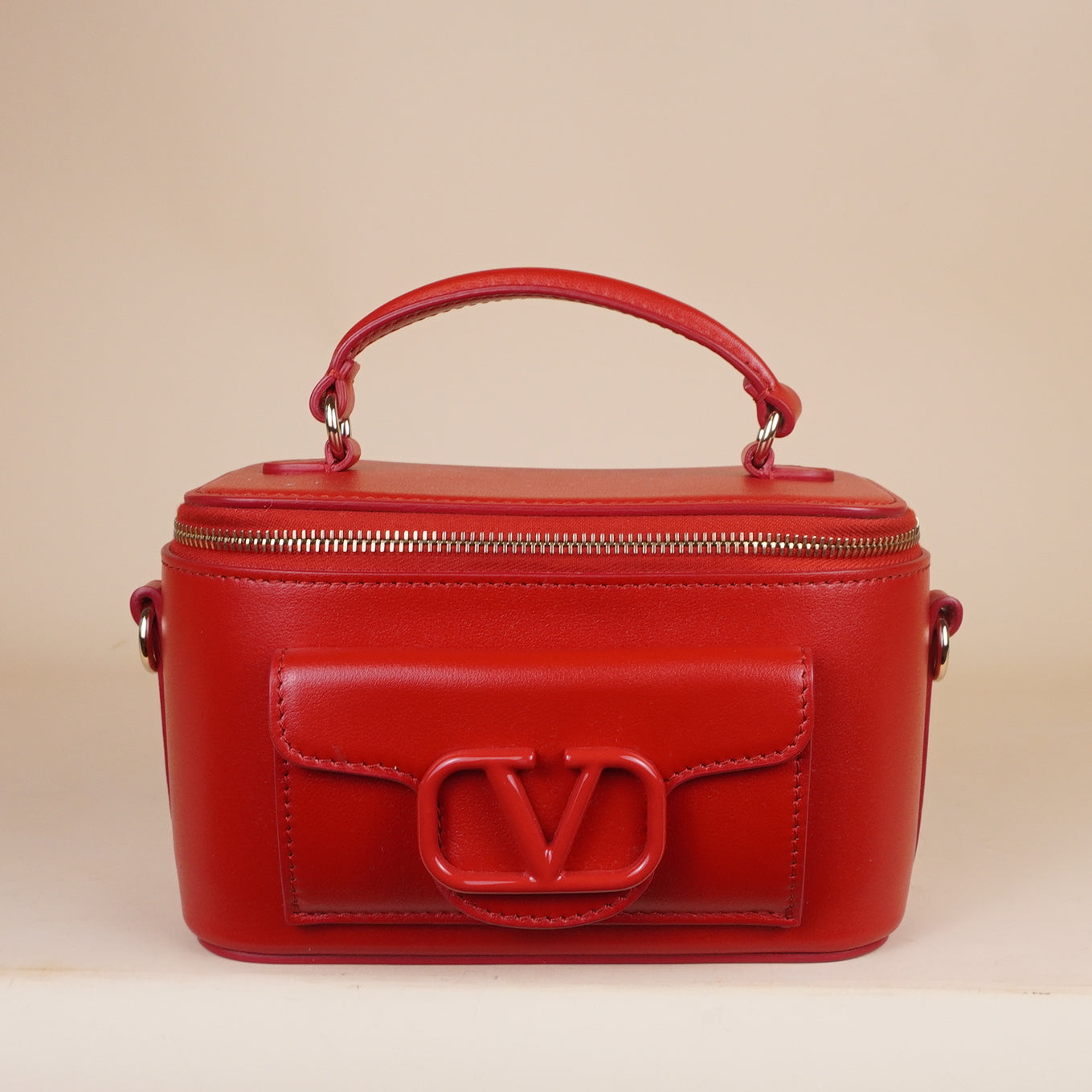 PRE-OWNED Red Leather Mini Loco VLogo Crossbody Bag