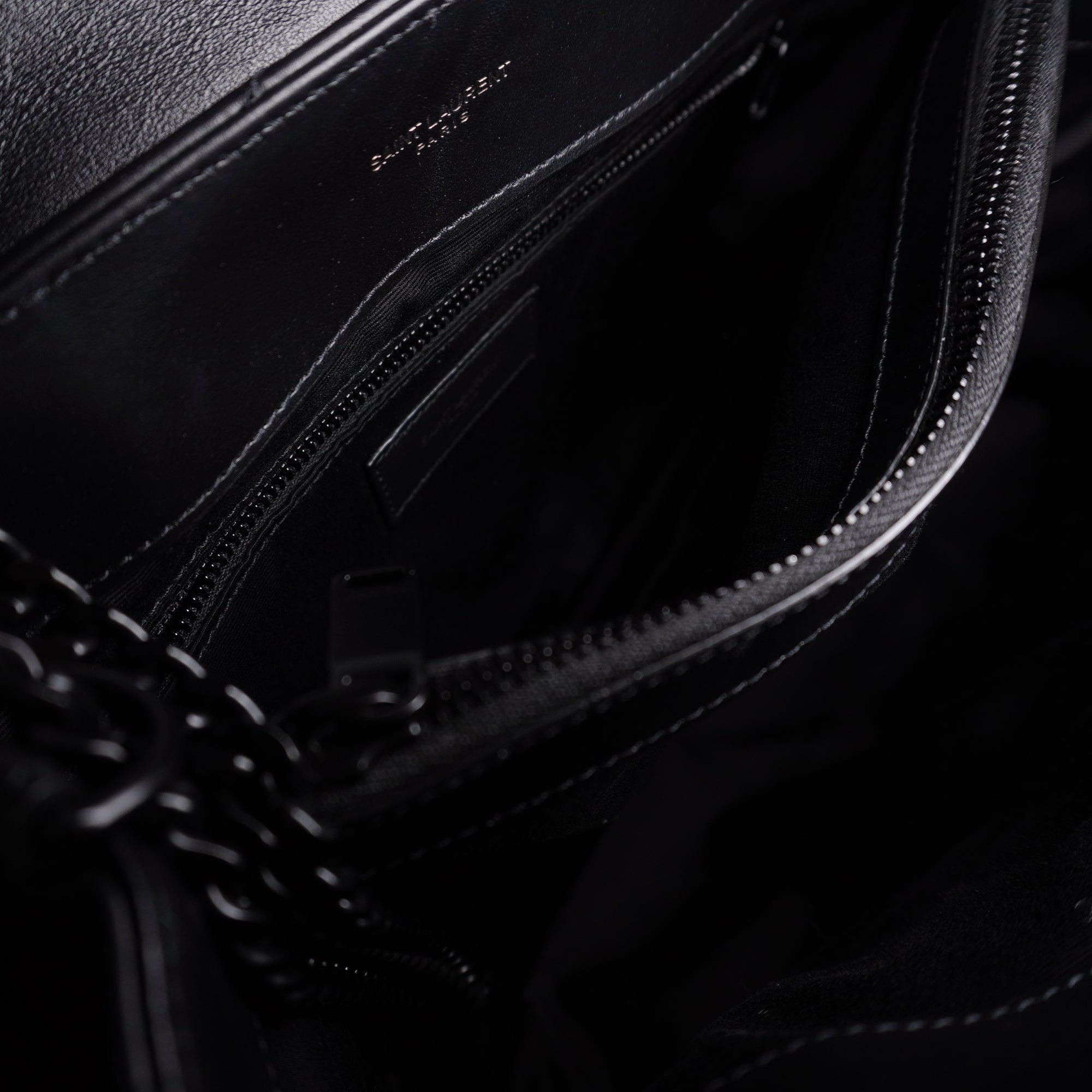 PRE-OWNED Calfskin Y Quilted Monogram Monochrome Medium Loulou Chain Satchel Black