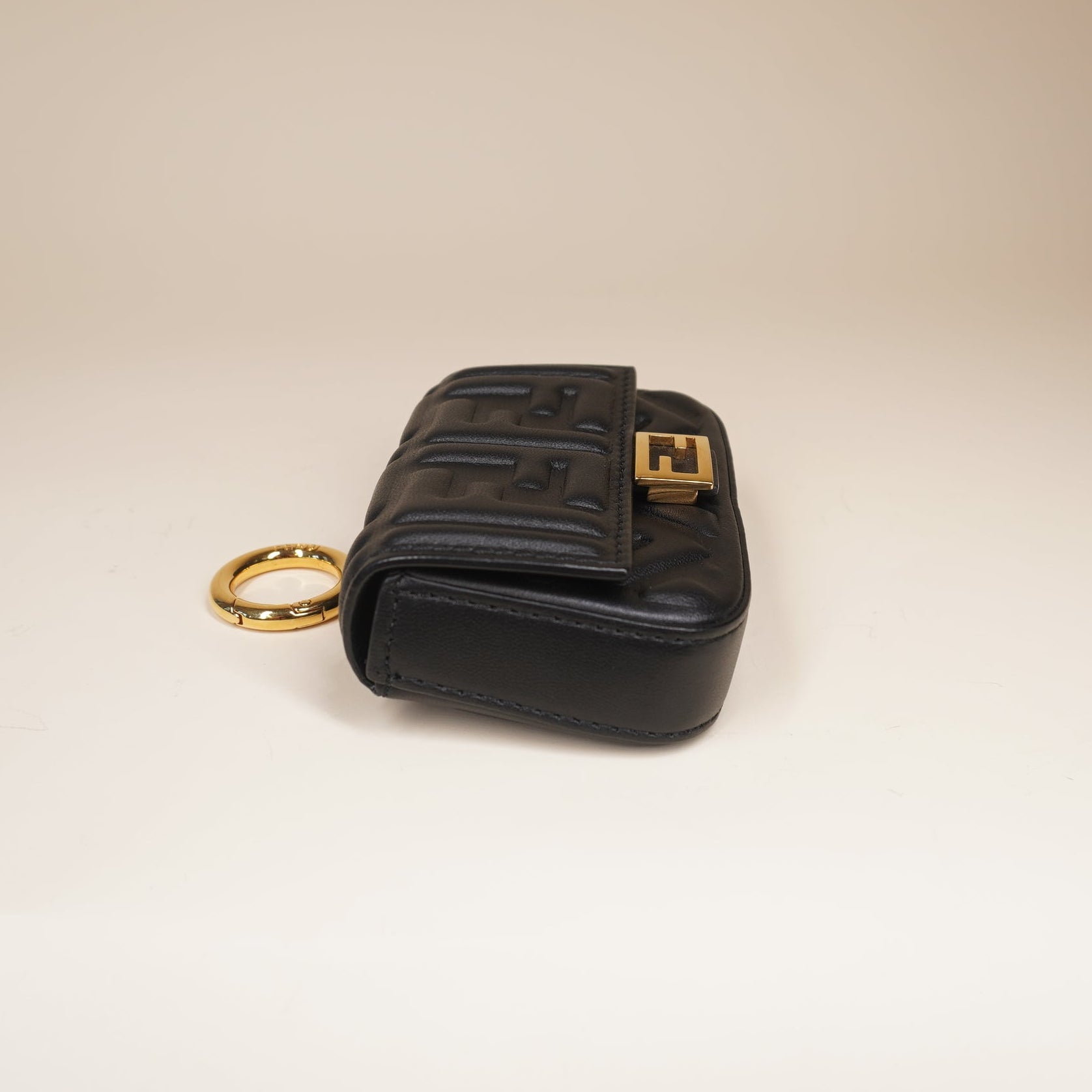 PRE-OWNED Nappa Matisse FF Embossed Nano Baguette Charm Black