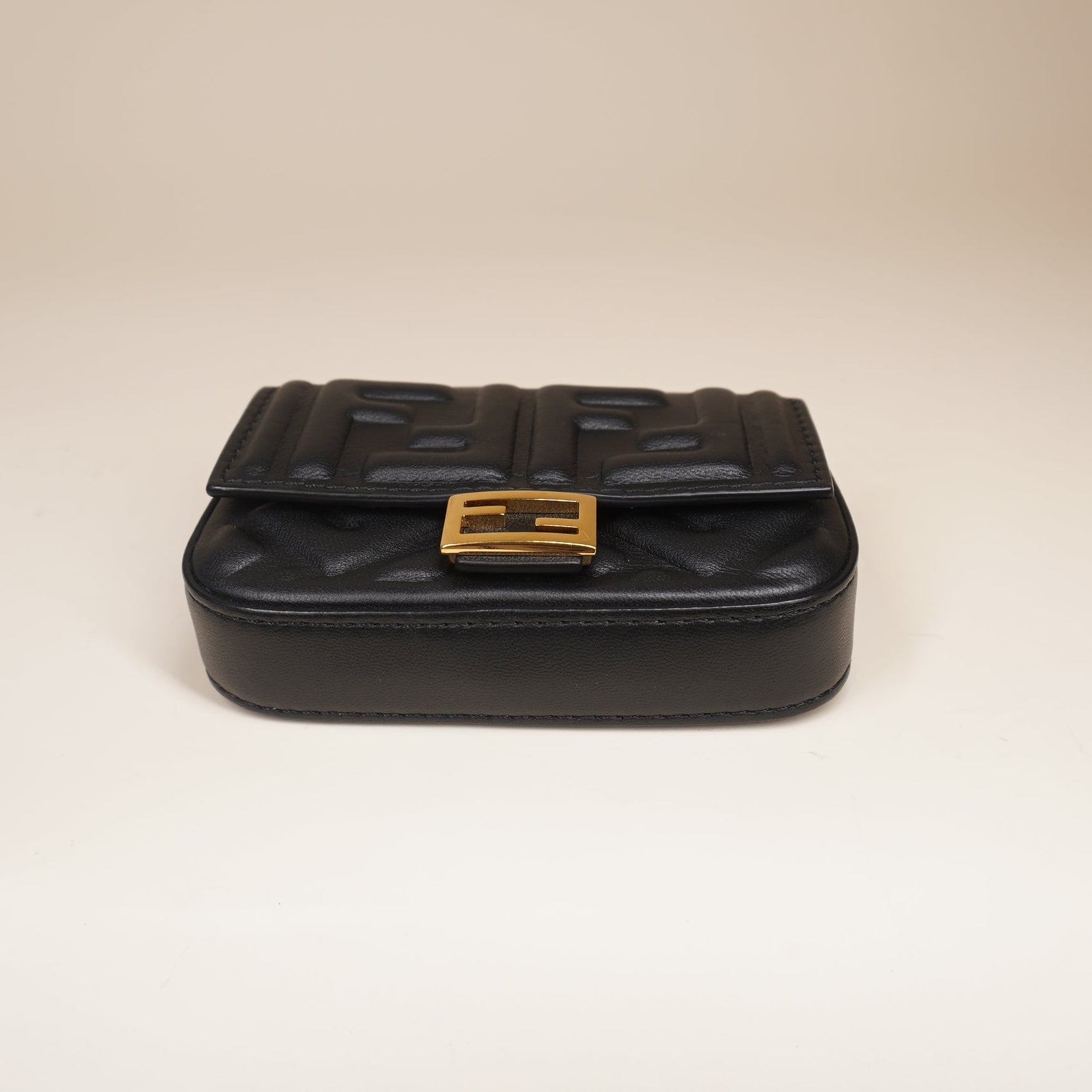 PRE-OWNED Nappa Matisse FF Embossed Nano Baguette Charm Black