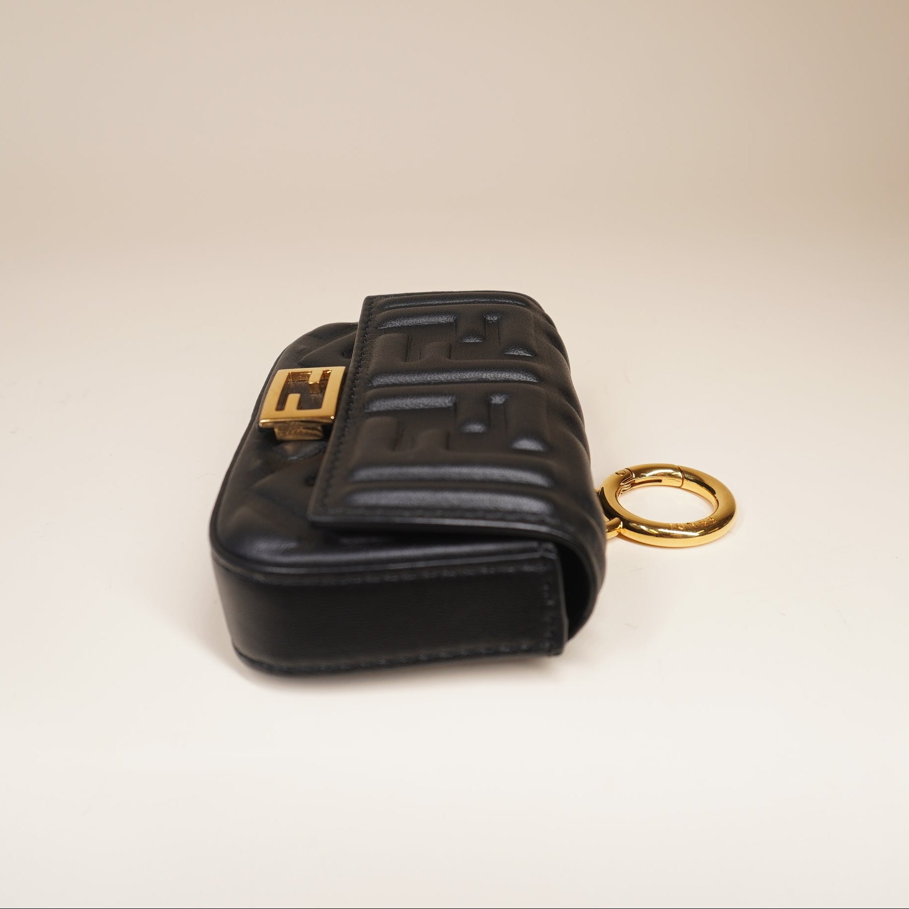 PRE-OWNED Nappa Matisse FF Embossed Nano Baguette Charm Black