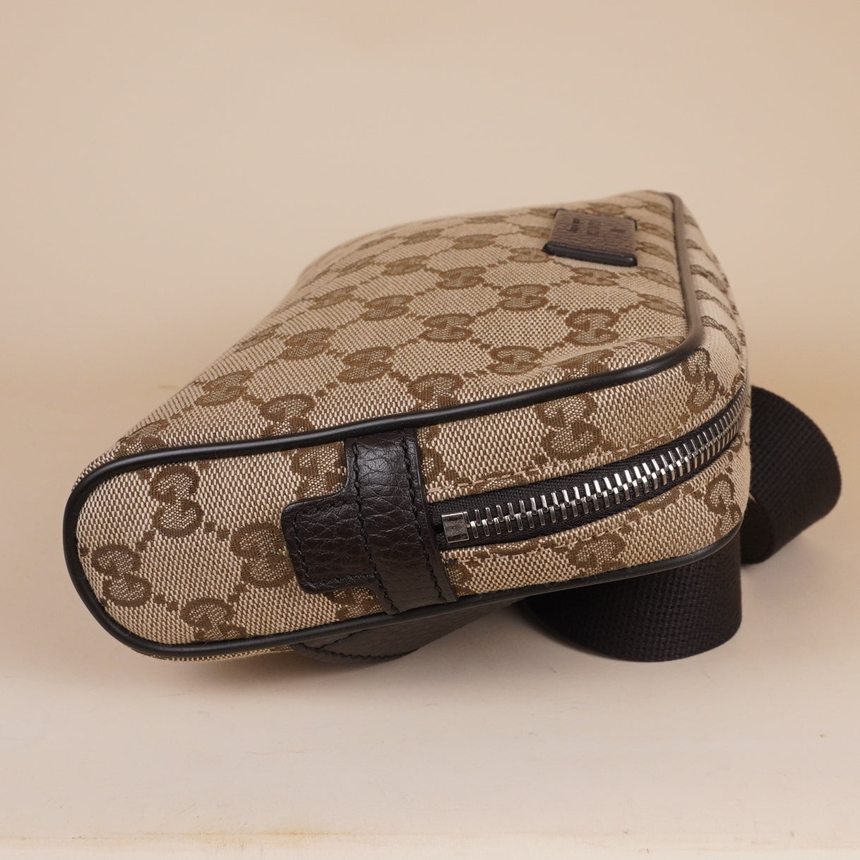 PRE-OWNED GG Monogram Belt Bag Dark Brown
