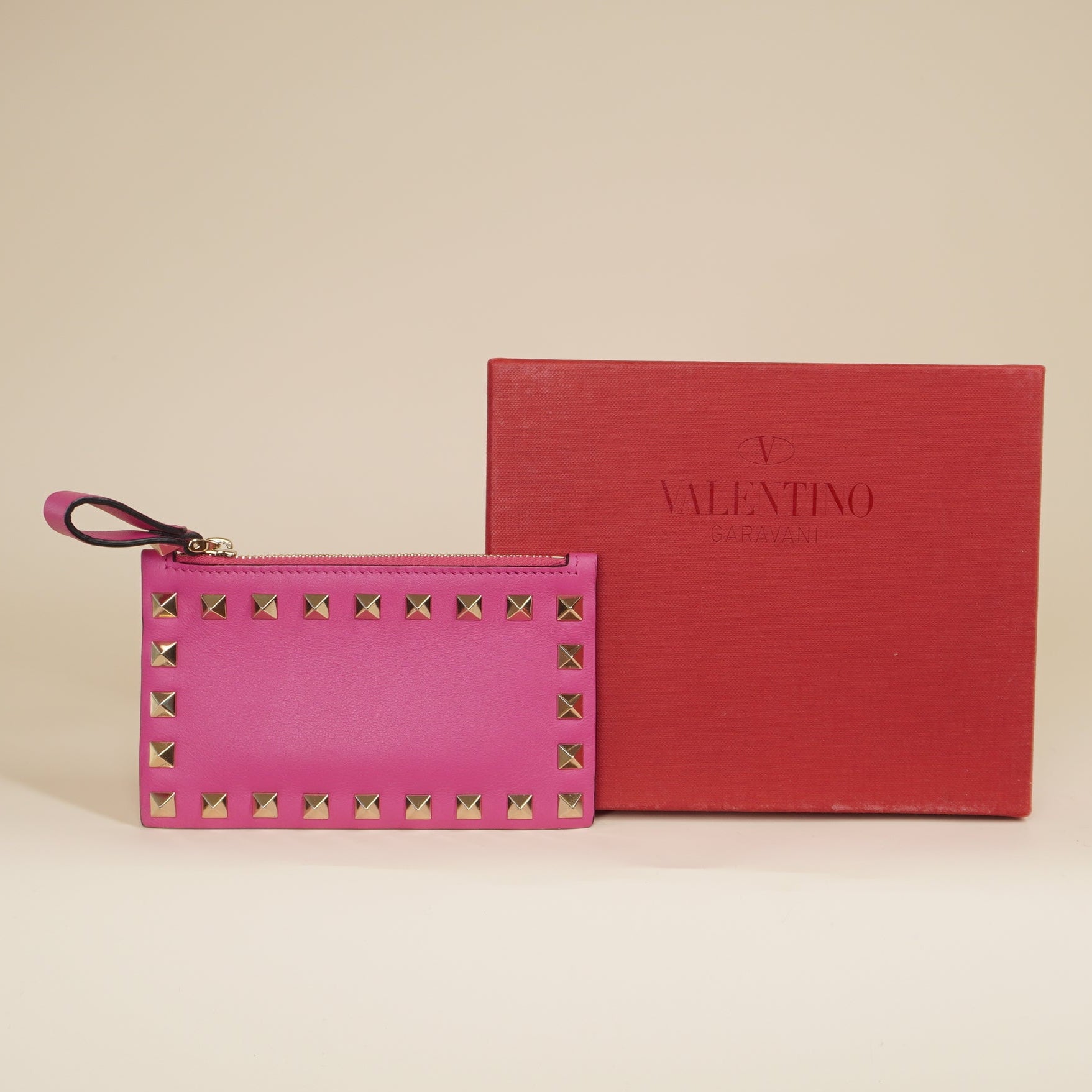 PRE-OWNED Pink Rockstud Coin Purse and Cardholder