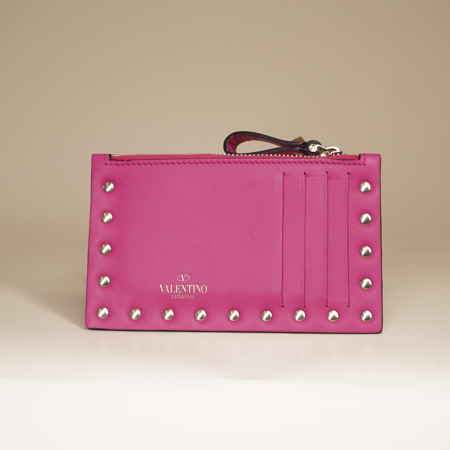 PRE-OWNED Pink Rockstud Coin Purse and Cardholder
