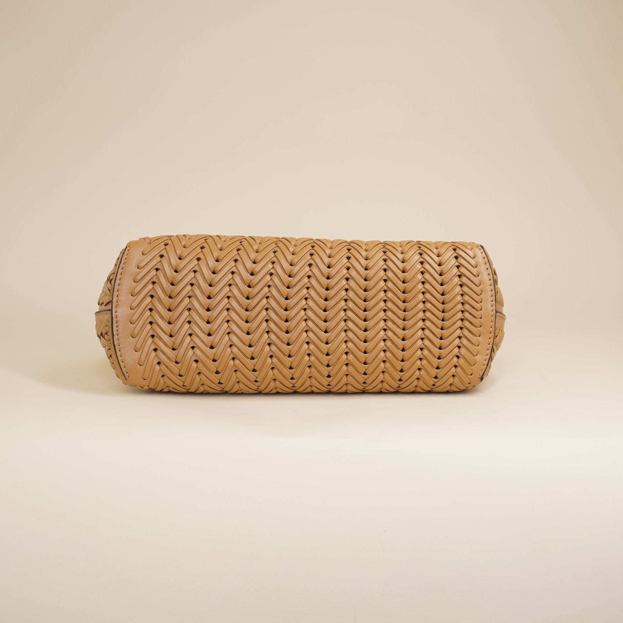 PRE-OWNED Vitello Grace Intreccio Nappa Small Fendi First Brown