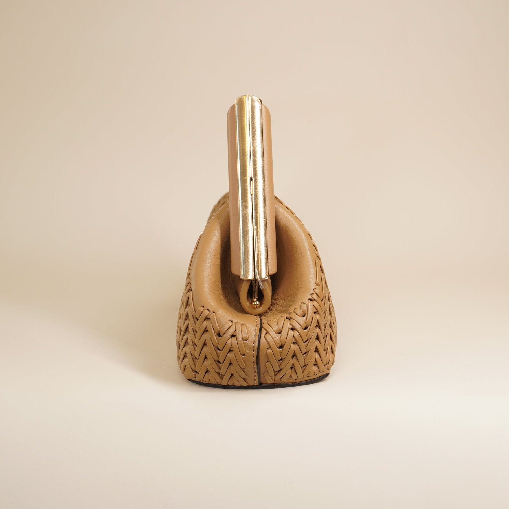 PRE-OWNED Vitello Grace Intreccio Nappa Small Fendi First Brown