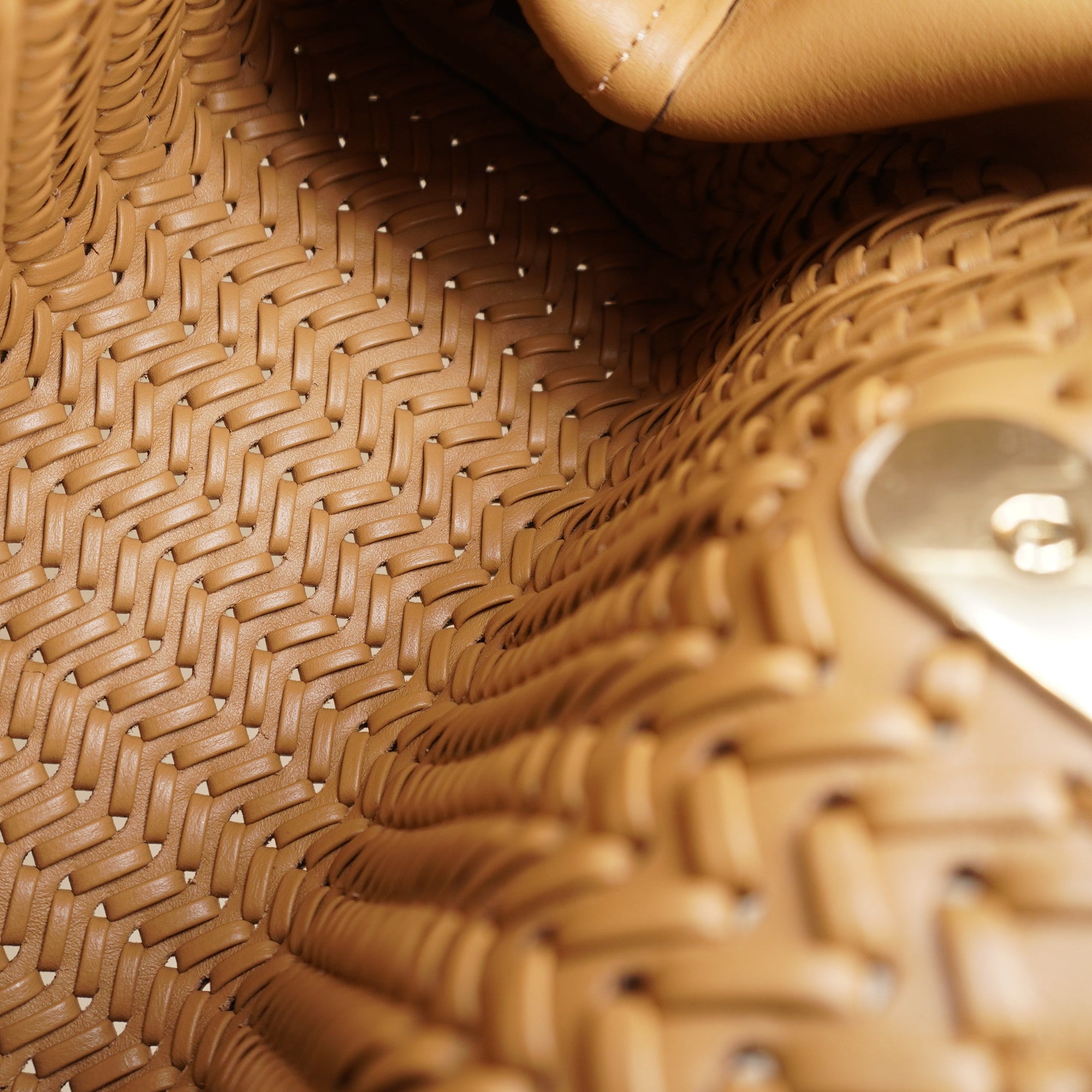 PRE-OWNED Vitello Grace Intreccio Nappa Small Fendi First Brown