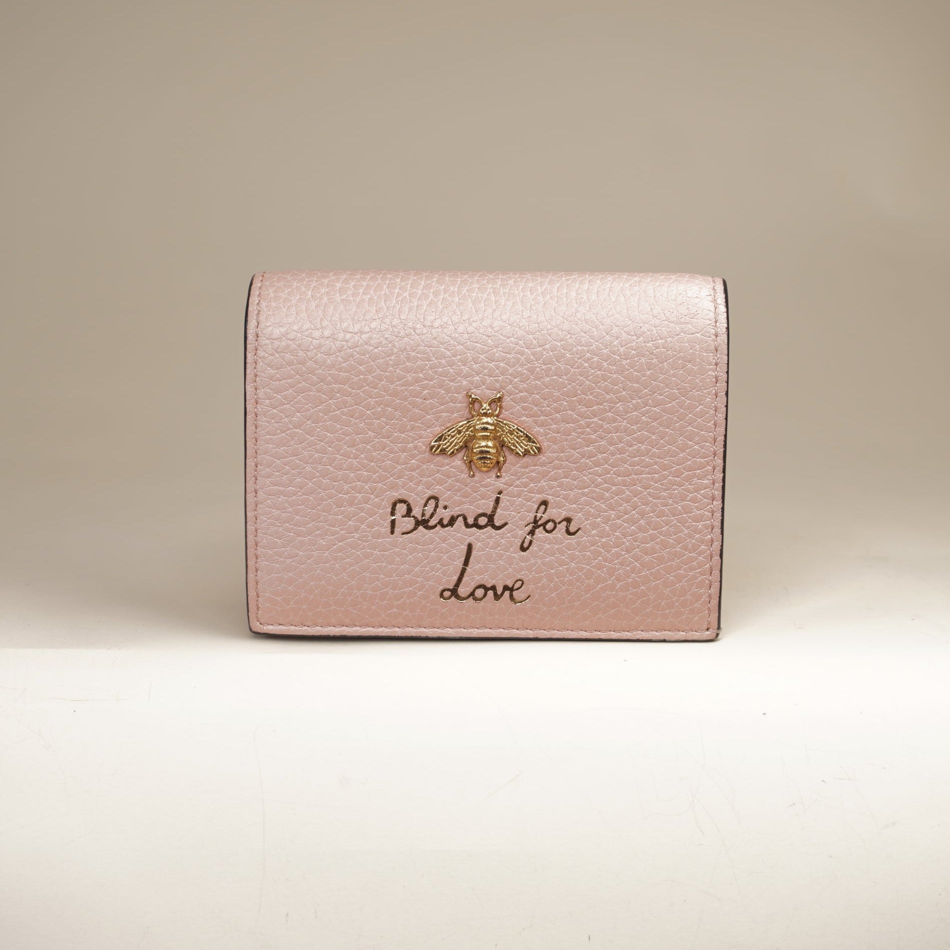 PRE-OWNED Cellarius Calfskin Blind for Love Animalier Card Case Perfect Pink
