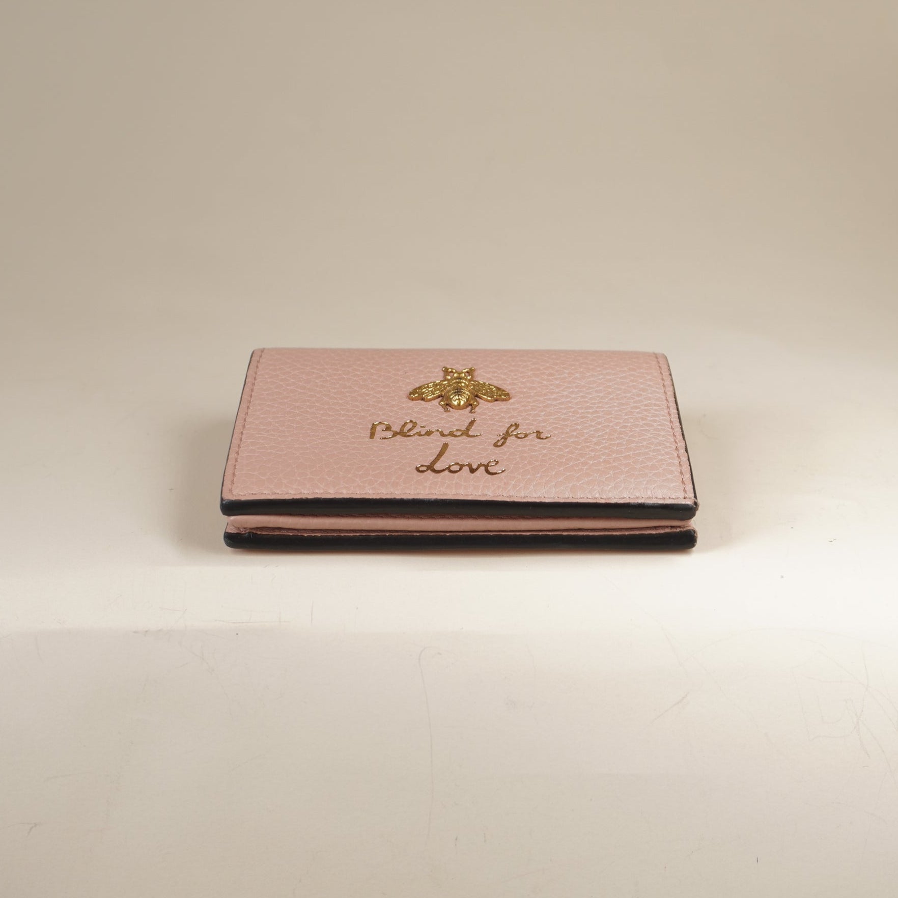PRE-OWNED Cellarius Calfskin Blind for Love Animalier Card Case Perfect Pink