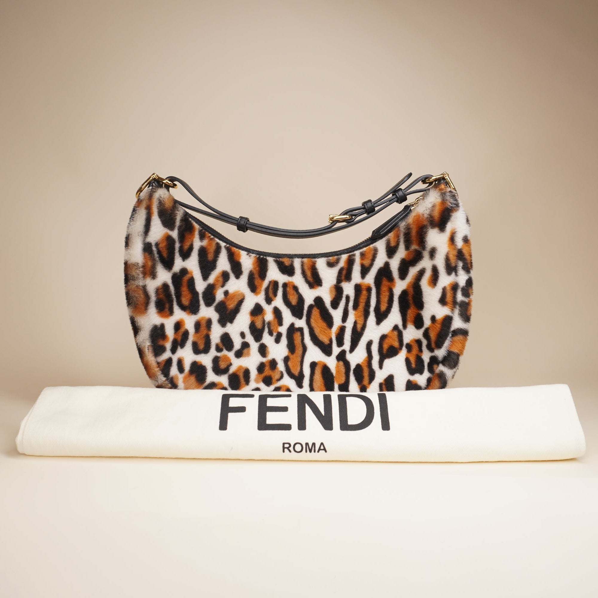 PRE-OWNED Fendi Graphy Small Shoulder Bag Leopard