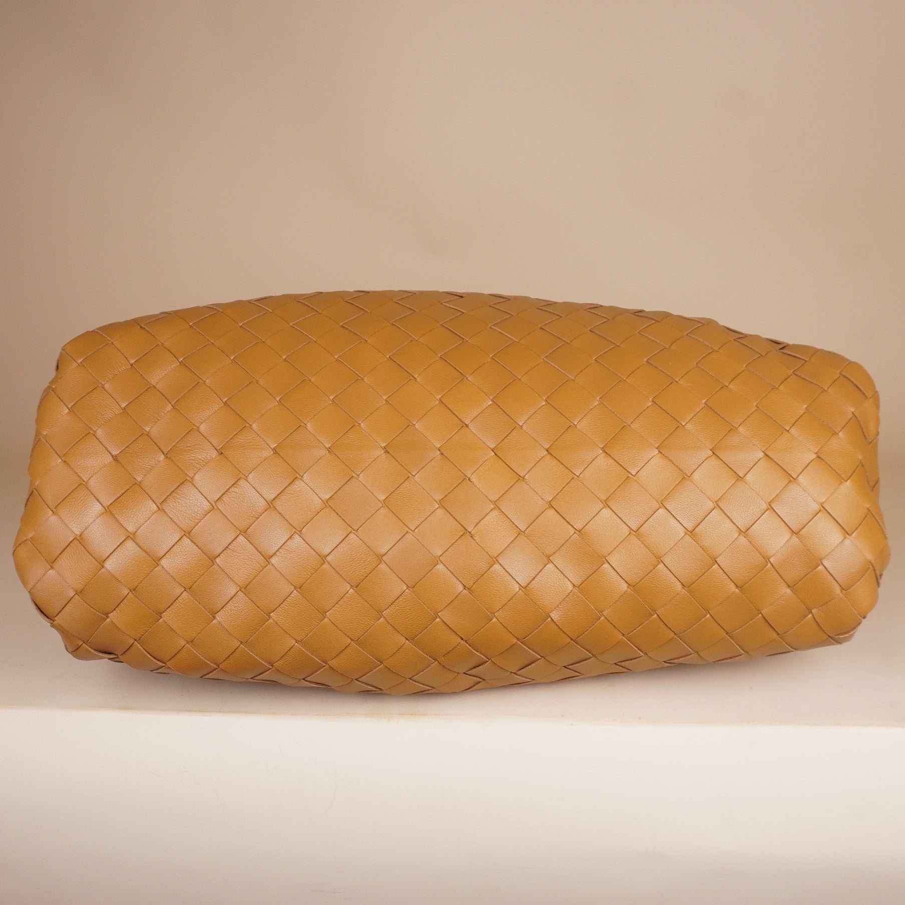 PRE-OWNED Nappa Maxi Intrecciato The Pouch Oversized Clutch Caramel