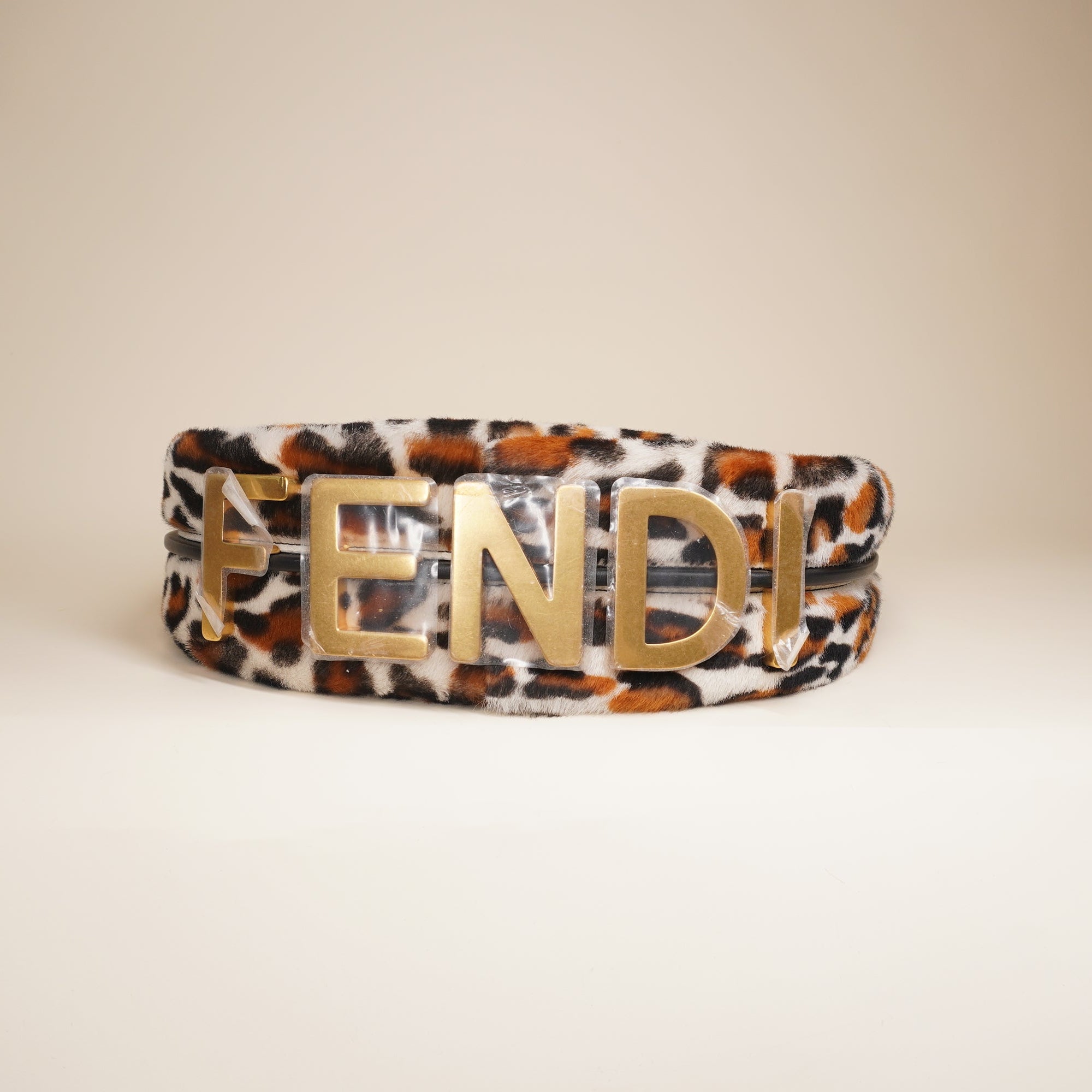 Fendi Graphy Small Shoulder Bag White Leopard