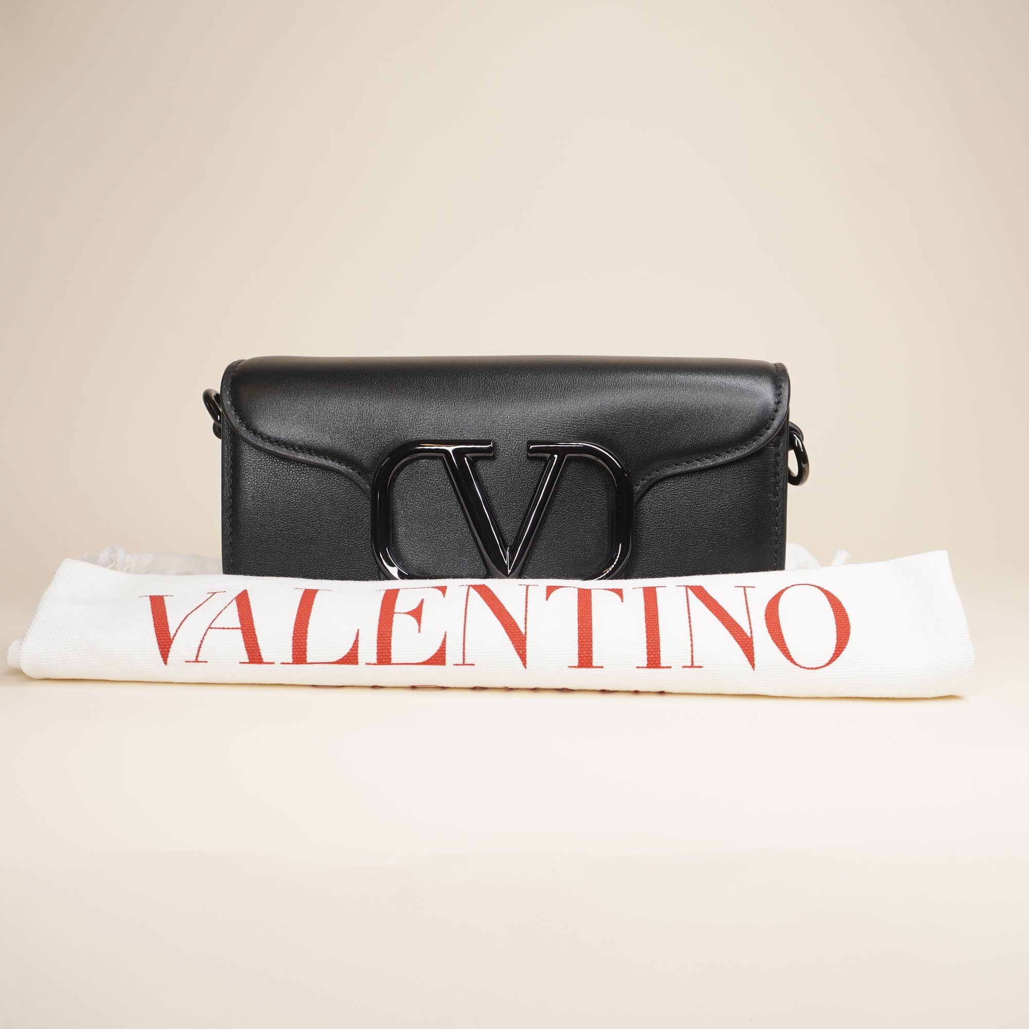 PRE-OWNED Black Mini Loco Calfskin Shoulder Bag