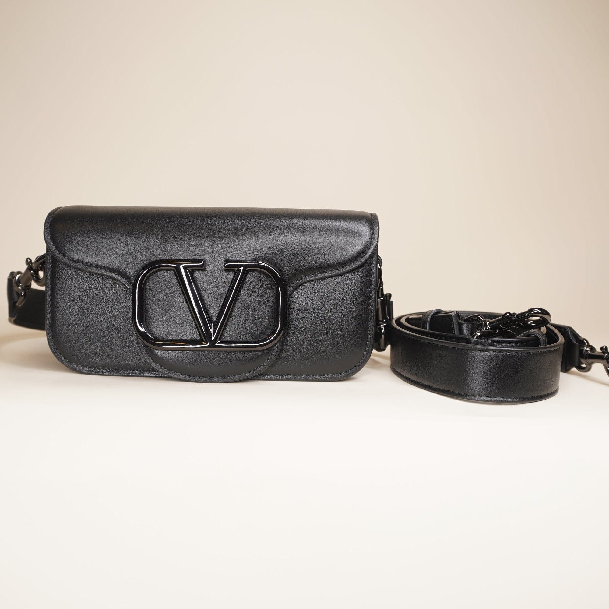 PRE-OWNED Black Mini Loco Calfskin Shoulder Bag