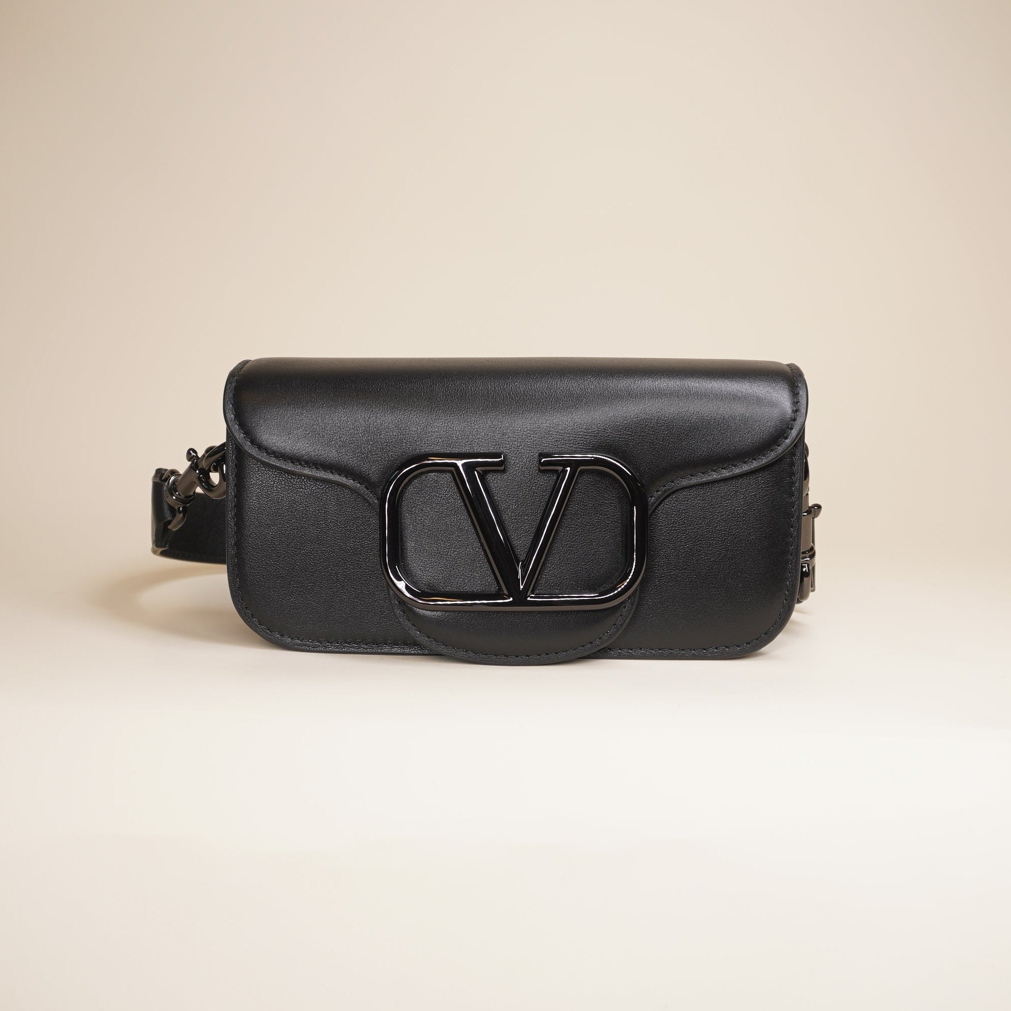 PRE-OWNED Black Mini Loco Calfskin Shoulder Bag