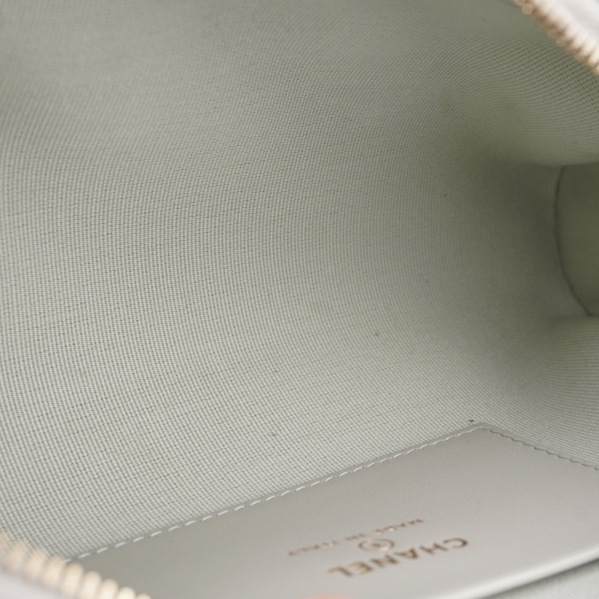 PRE-OWNED CC Mademoiselle Bowling Bag in White Calfskin