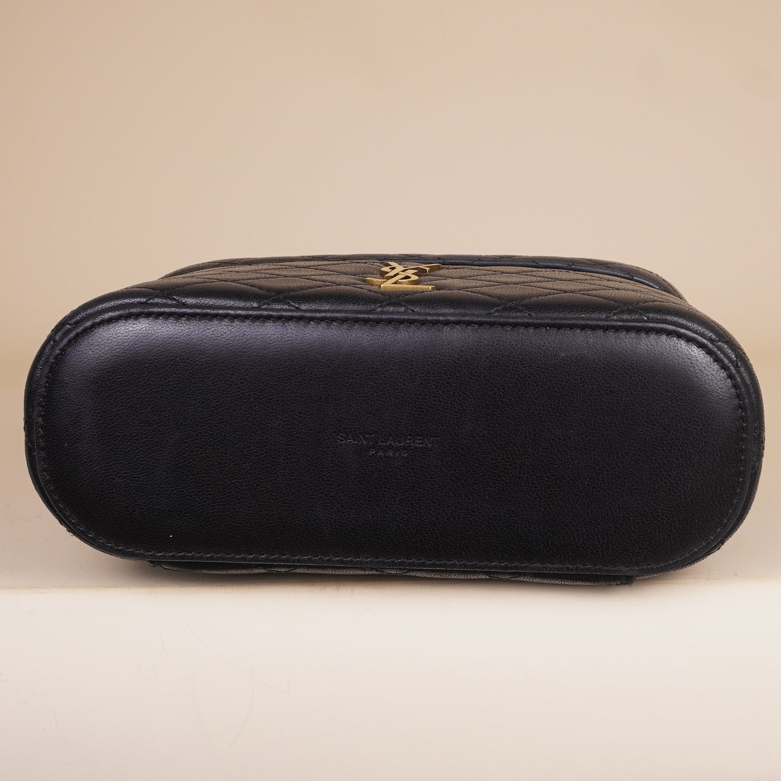 PRE-OWNED Lambskin Quilted Mini Gaby Vanity Case Black