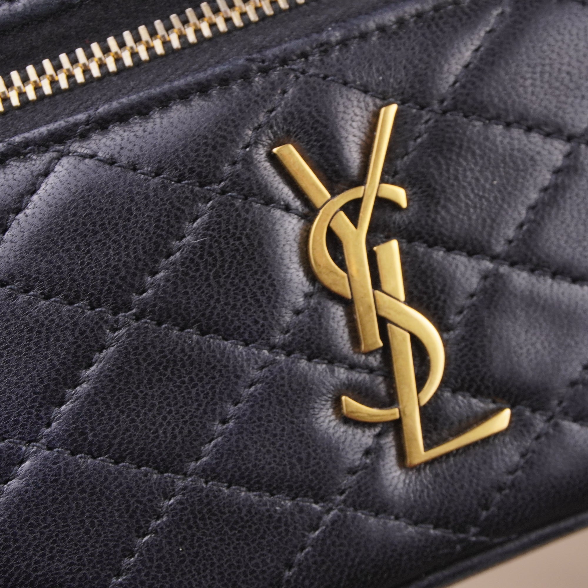 PRE-OWNED Lambskin Quilted Mini Gaby Vanity Case Black