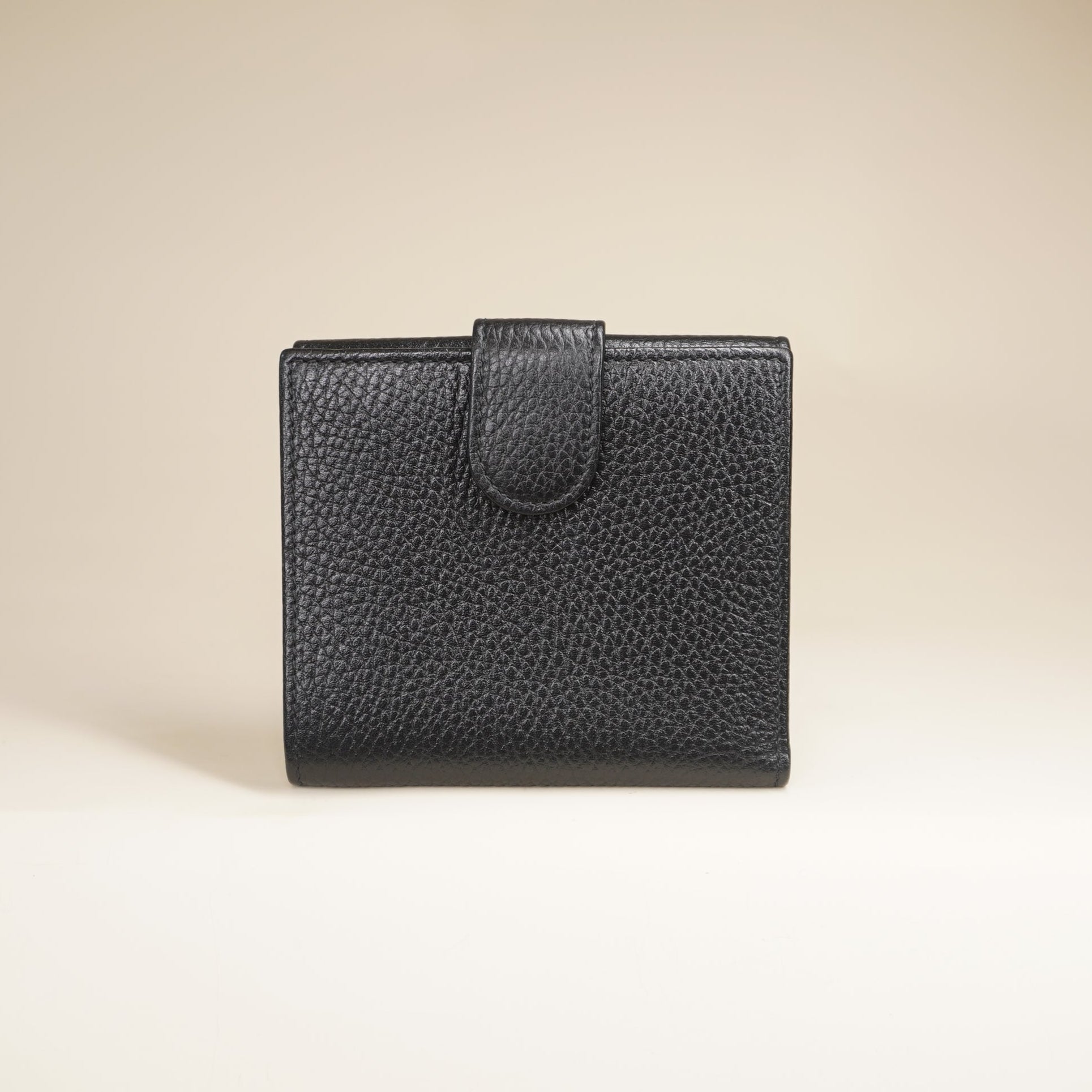 PRE-OWNED Dollar Calfskin Interlocking G French Wallet Black