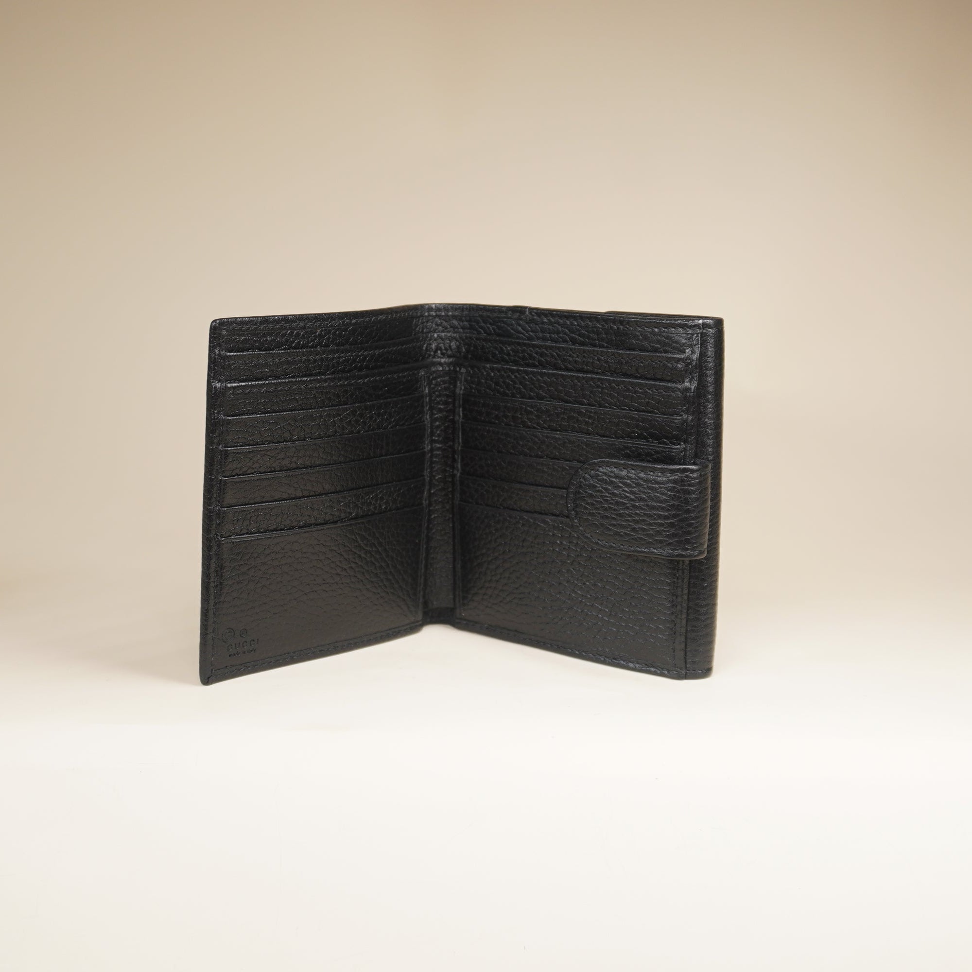 PRE-OWNED Dollar Calfskin Interlocking G French Wallet Black