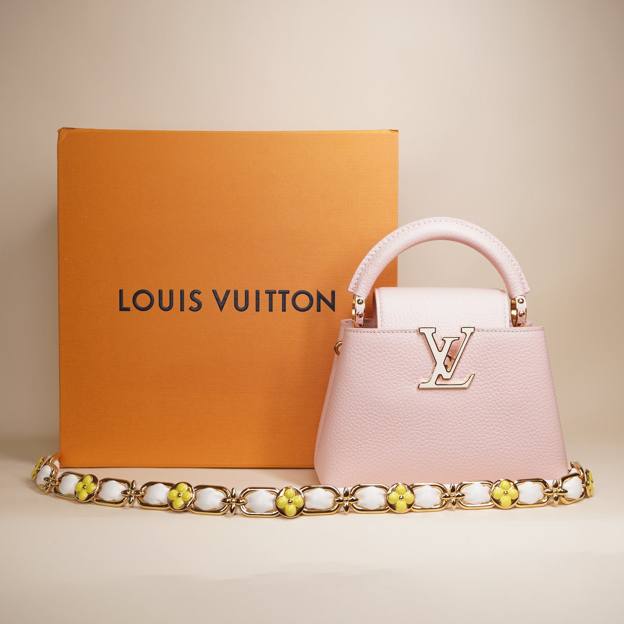 PRE-OWNED LV Capucine Mini Leather Shoulder Bag 