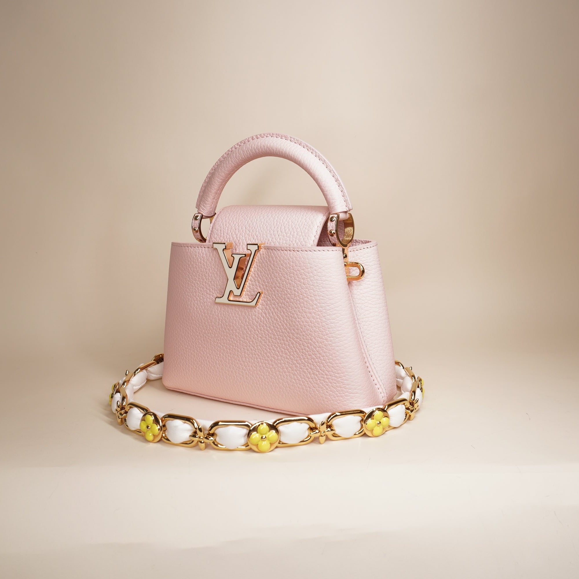 PRE-OWNED LV Capucine Mini Leather Shoulder Bag 