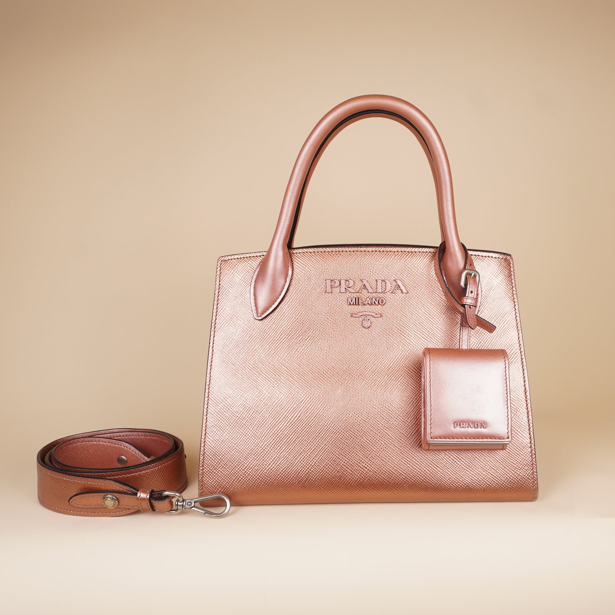 PRE-OWNED Saffiano Leather Monochrome Bag