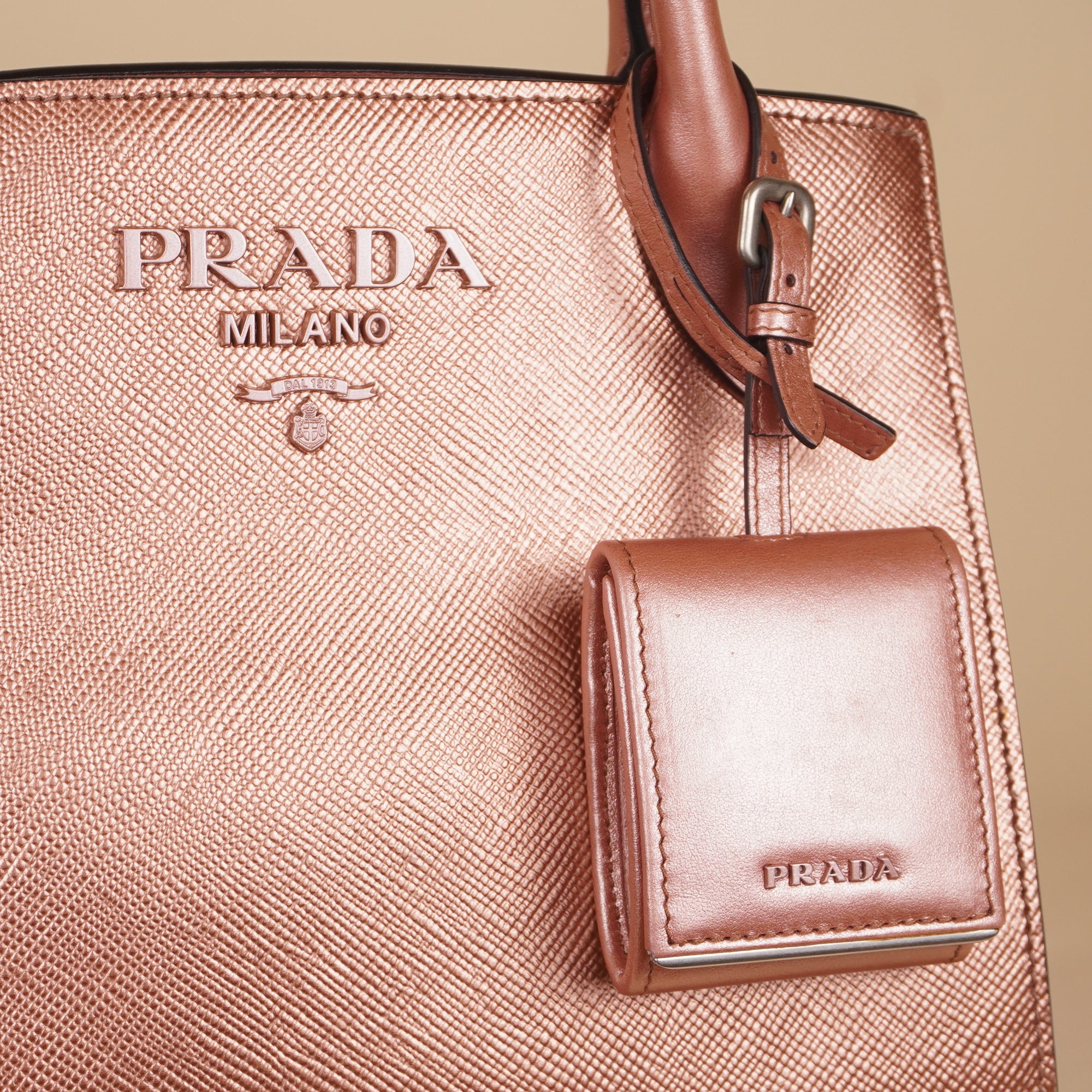 PRE-OWNED Saffiano Leather Monochrome Bag
