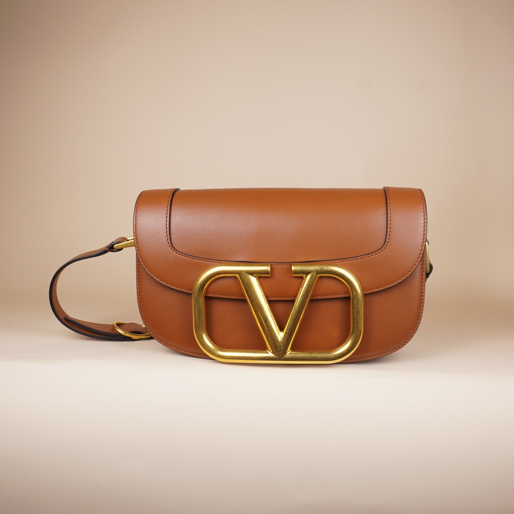 PRE-OWNED Camel Medium Supervee Crossbody Bag