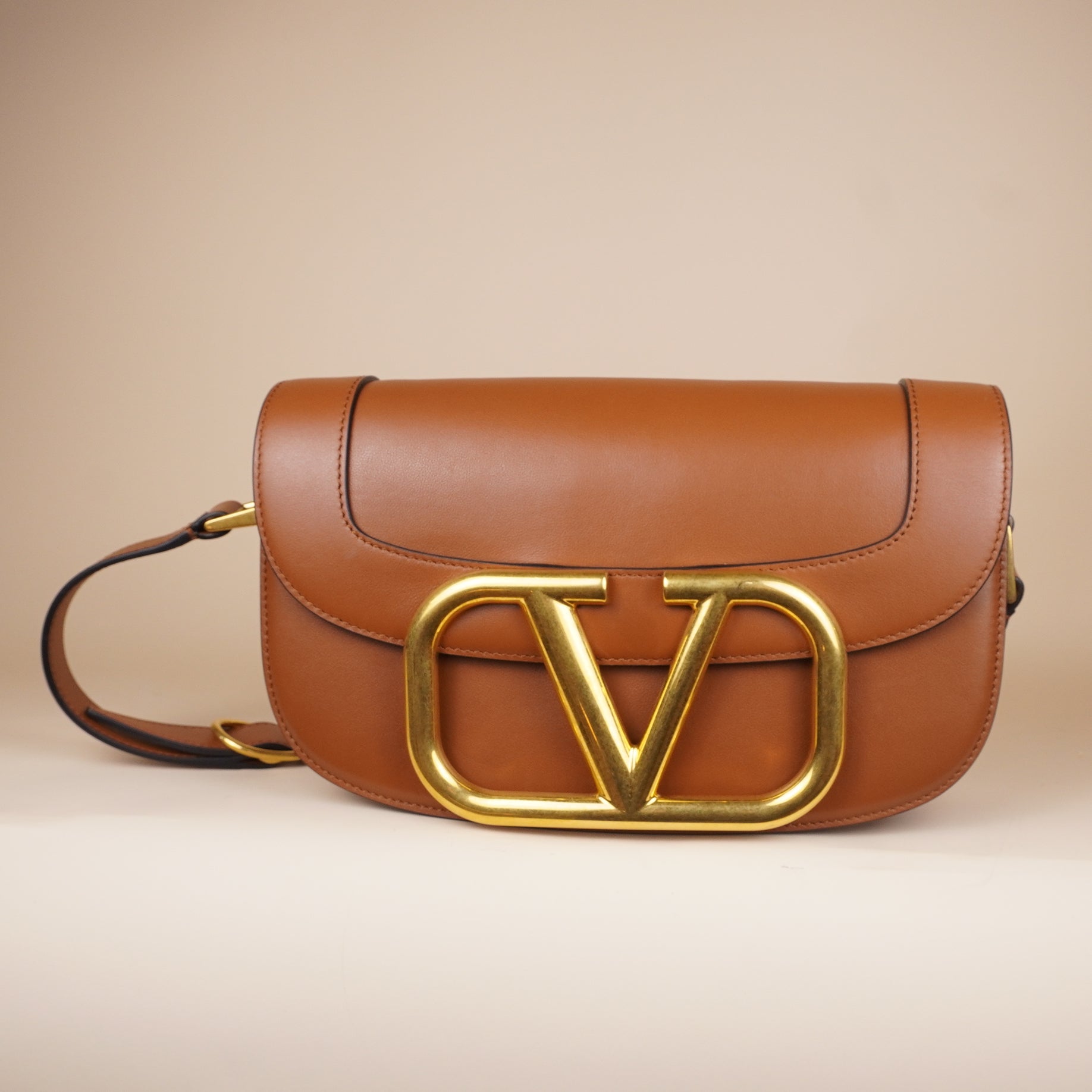 PRE-OWNED Camel Medium Supervee Crossbody Bag