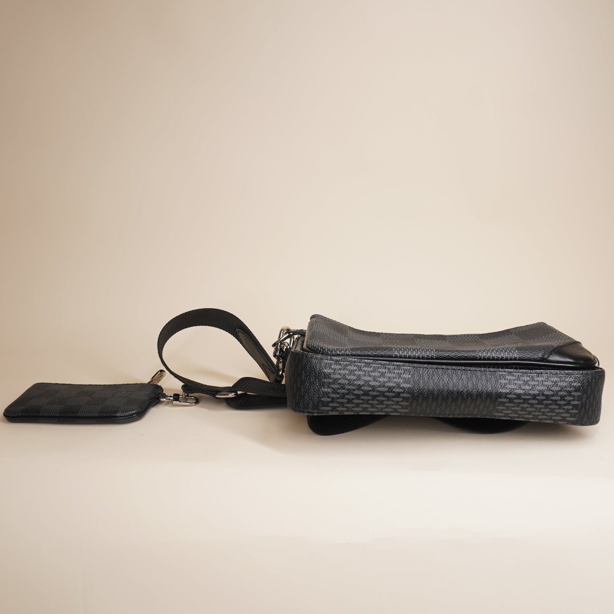 PRE-OWNED LV Black Canvas Trio Messenger Crossbody Bag