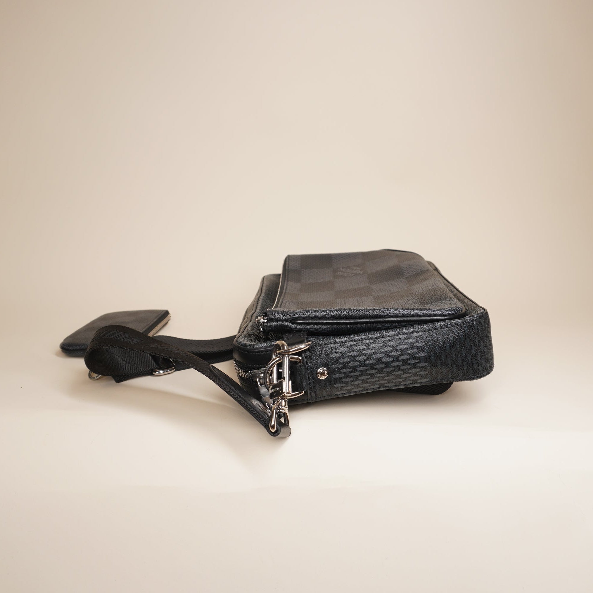 PRE-OWNED LV Black Canvas Trio Messenger Crossbody Bag