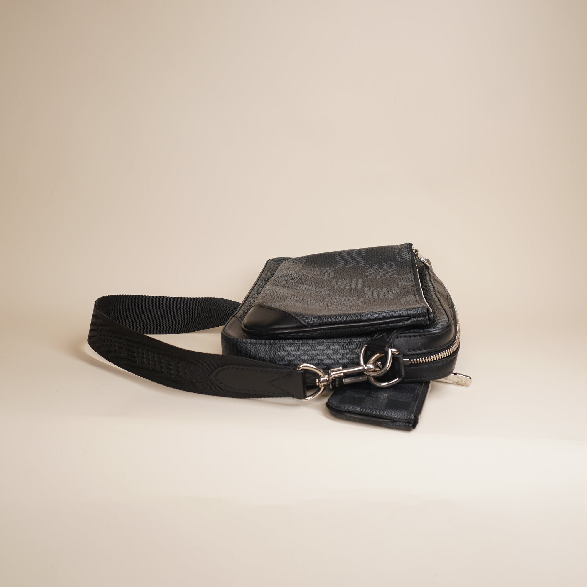 PRE-OWNED LV Black Canvas Trio Messenger Crossbody Bag