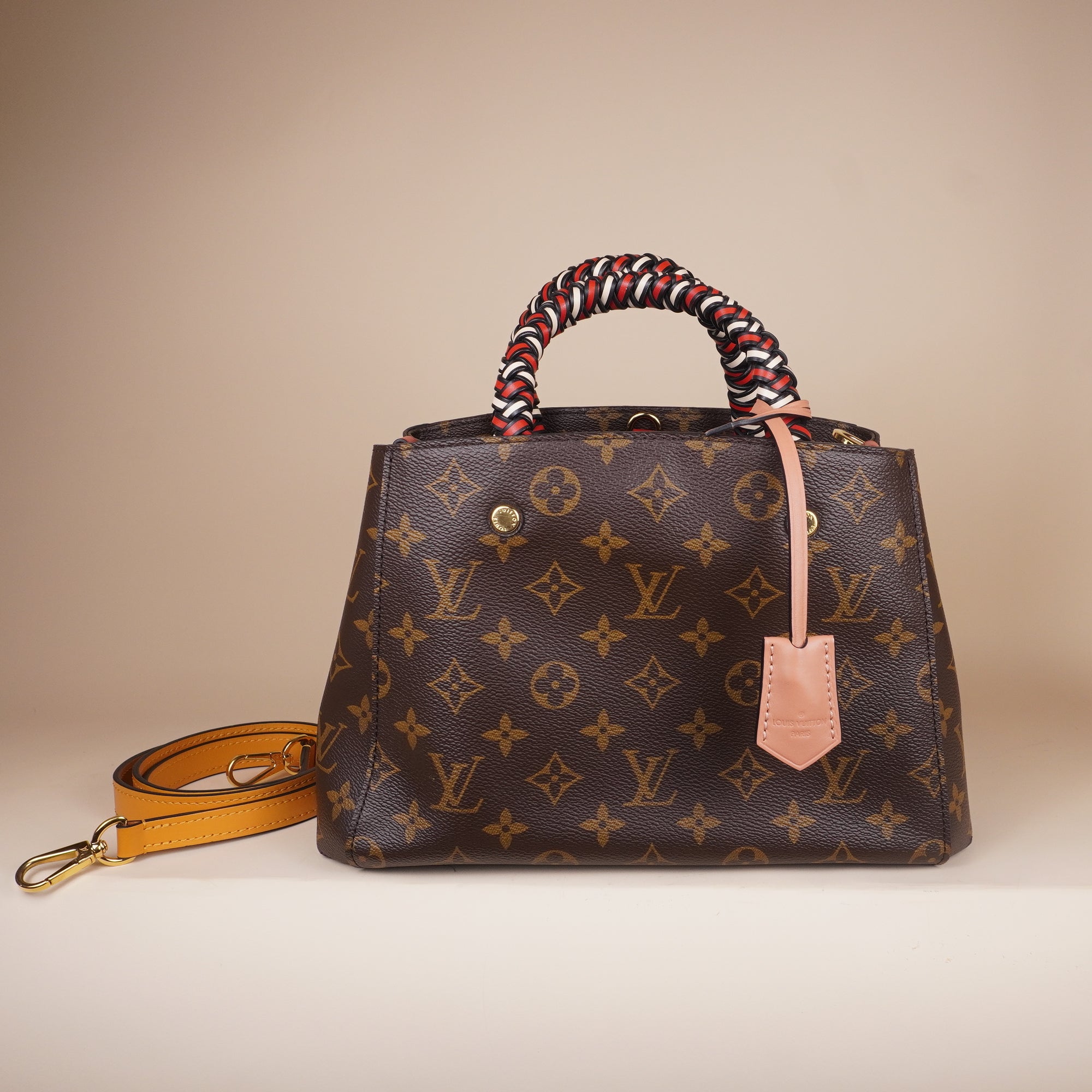 PRE-OWNED LV Monogram Canvas Montaigne BB with Braided Handles Shoulder Bag