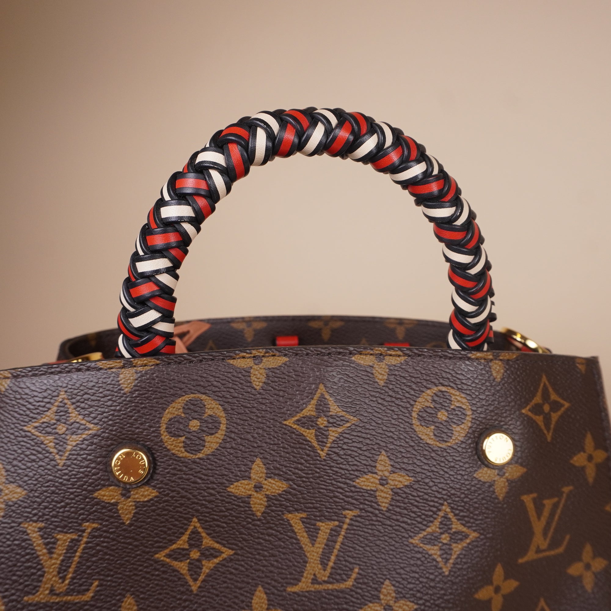 PRE-OWNED LV Monogram Canvas Montaigne BB with Braided Handles Shoulder Bag