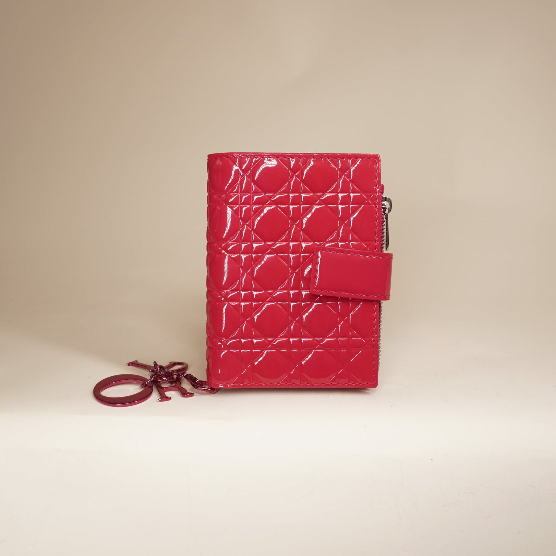 PRE-OWNED Pink Patent Cannage Lady Dior Eden Wallet